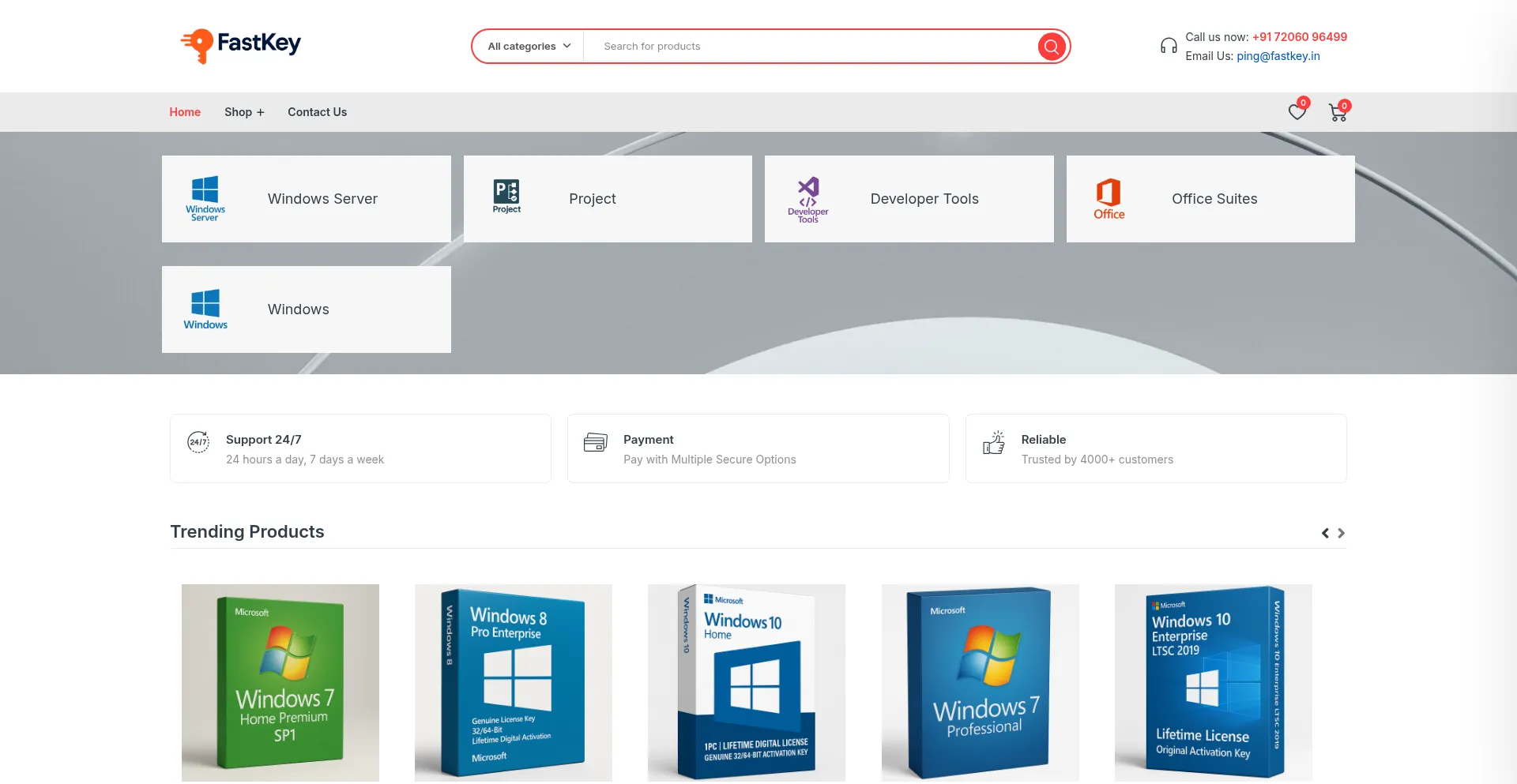 Website screenshot of Fastkey.in