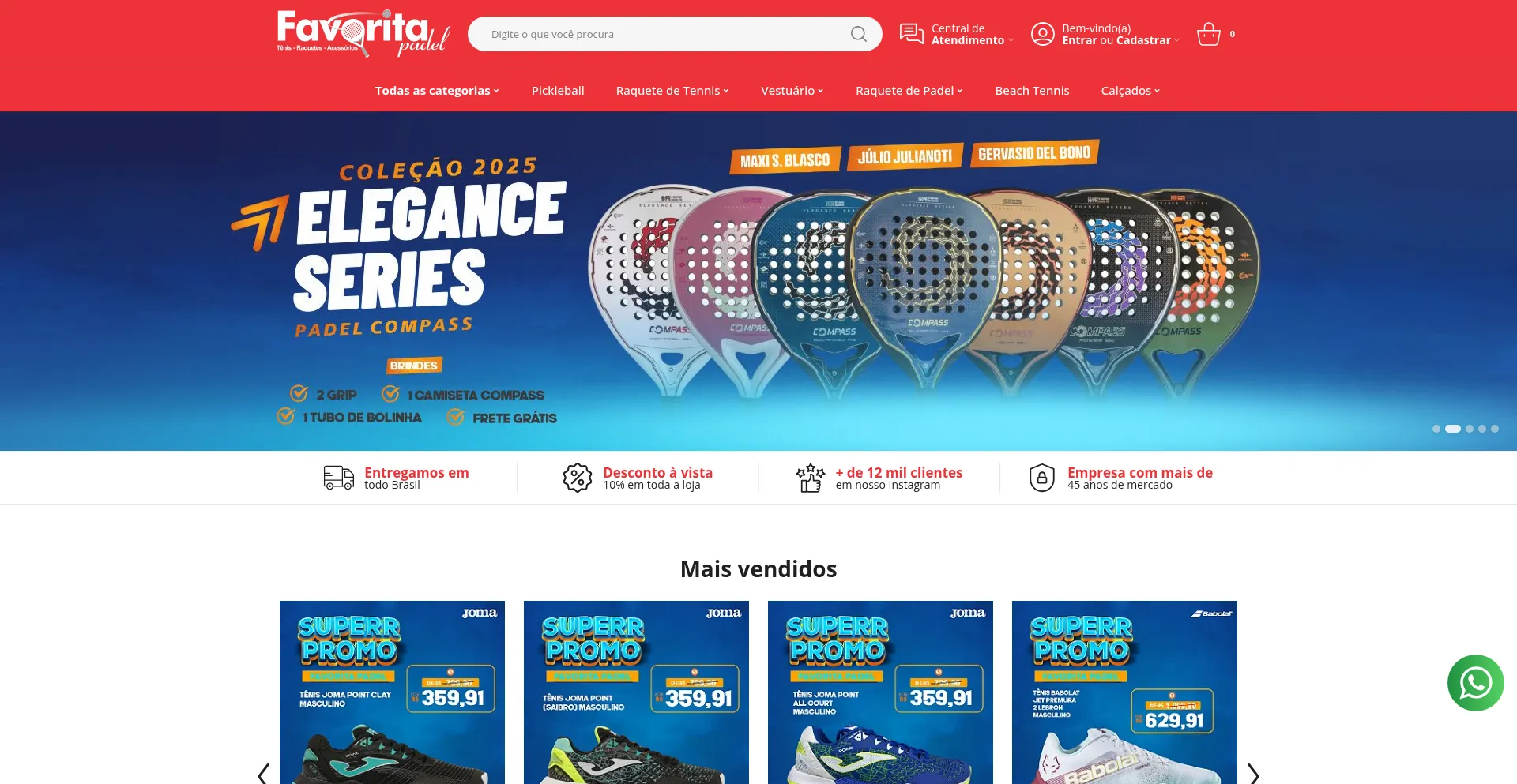 Website screenshot of Favoritapadel.com.br
