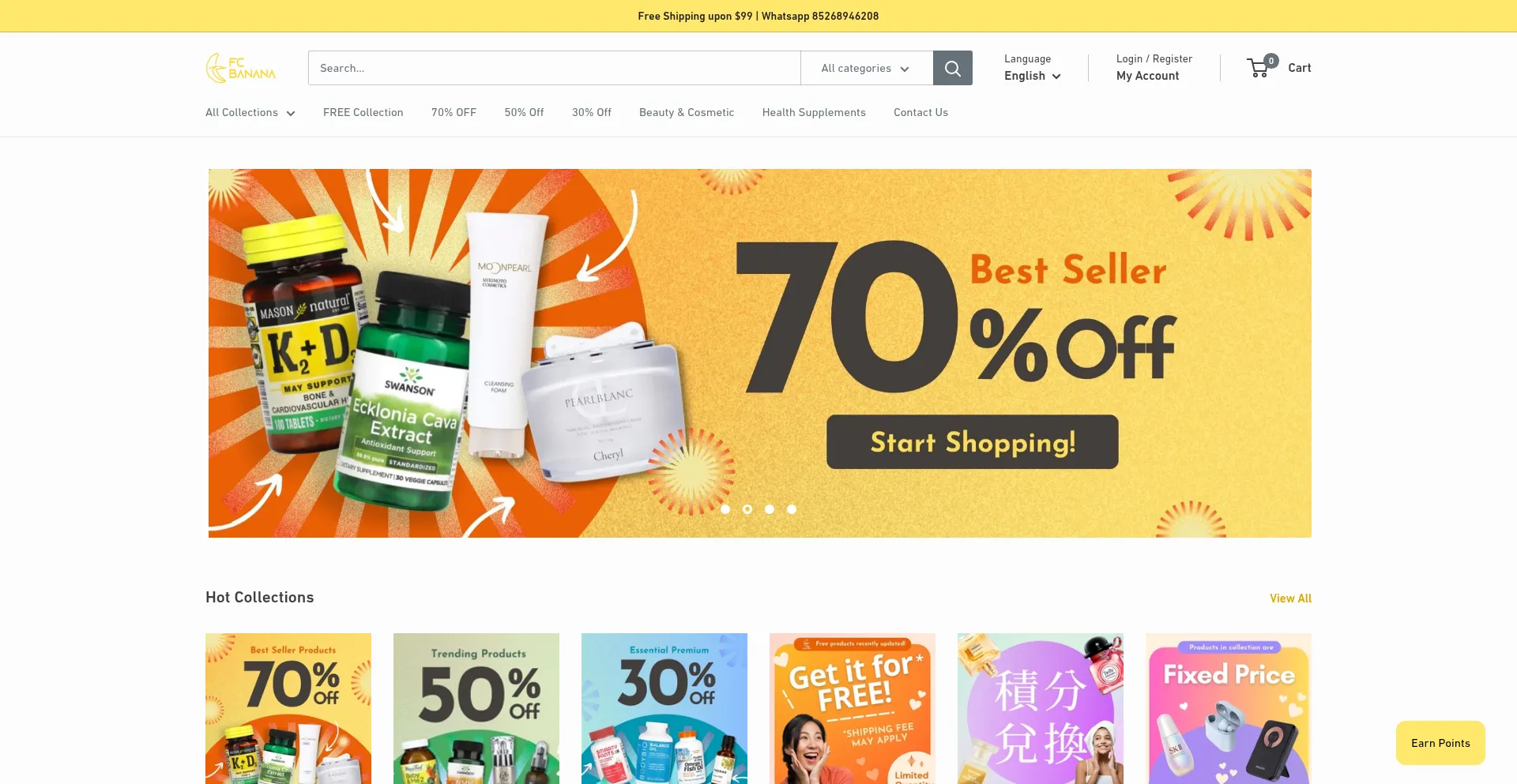 Website screenshot of Fcbanana.com