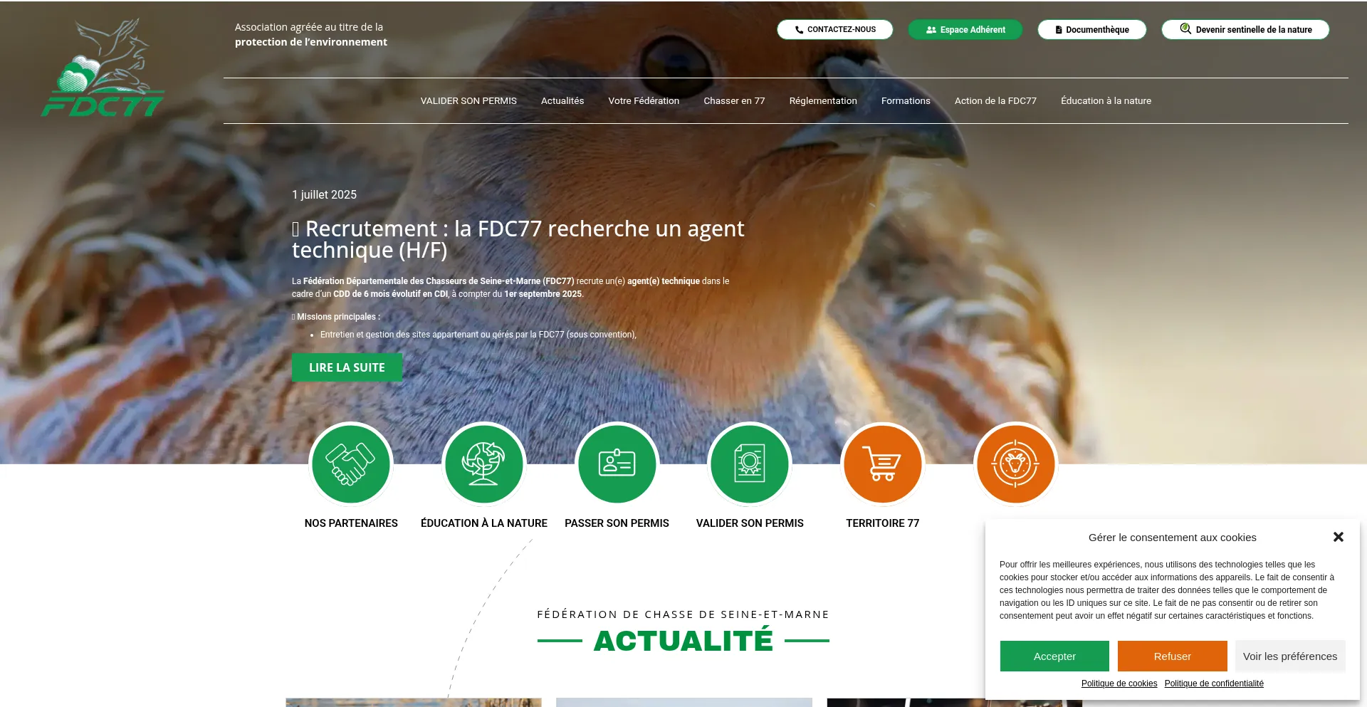 Website screenshot of Fdc77.fr