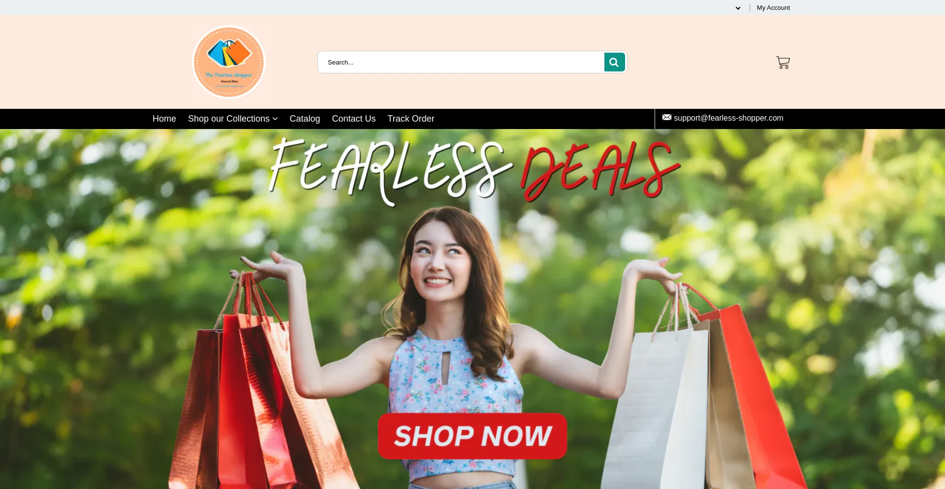 Website screenshot of Fearless-shopper.com