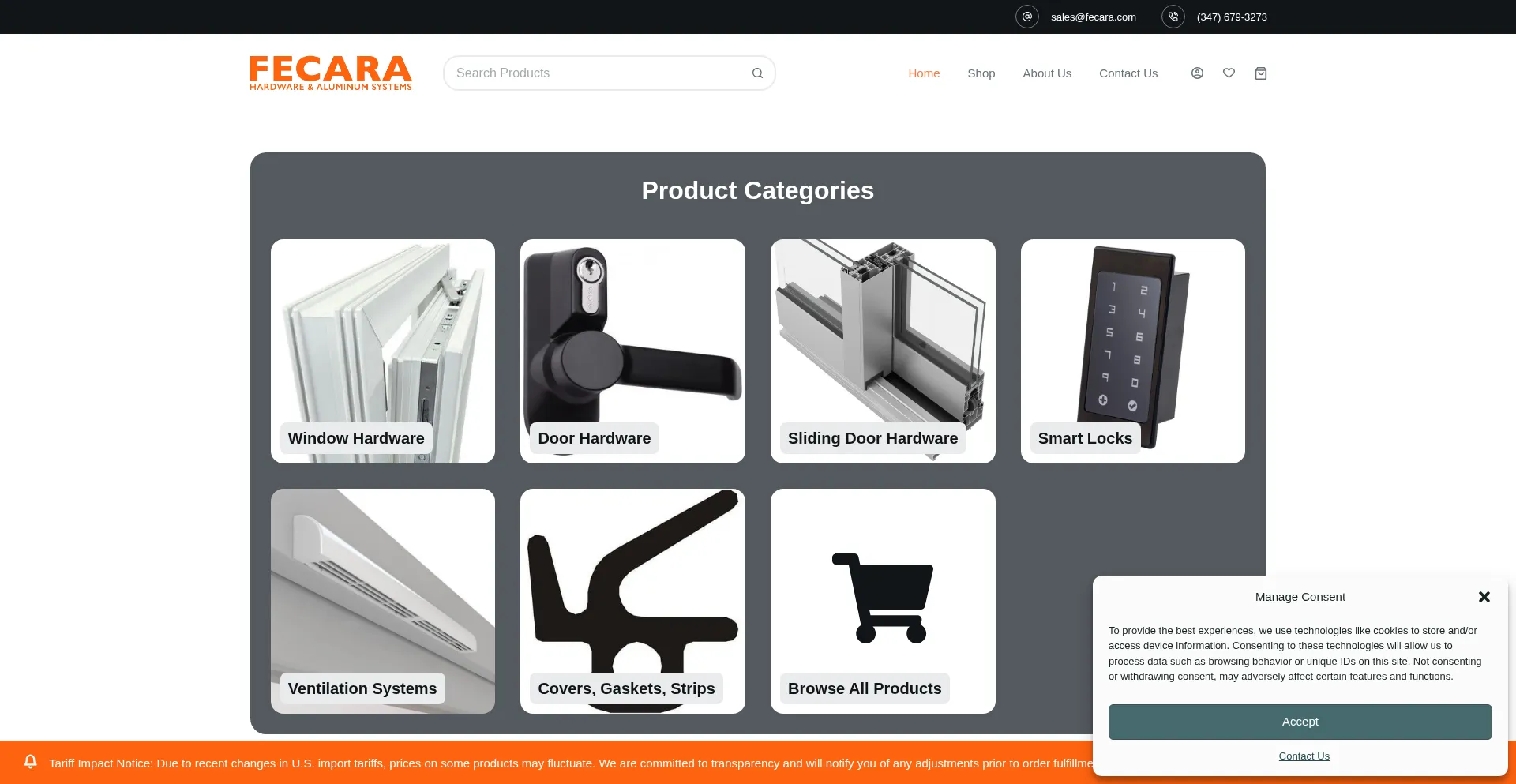 Website screenshot of Fecara.com