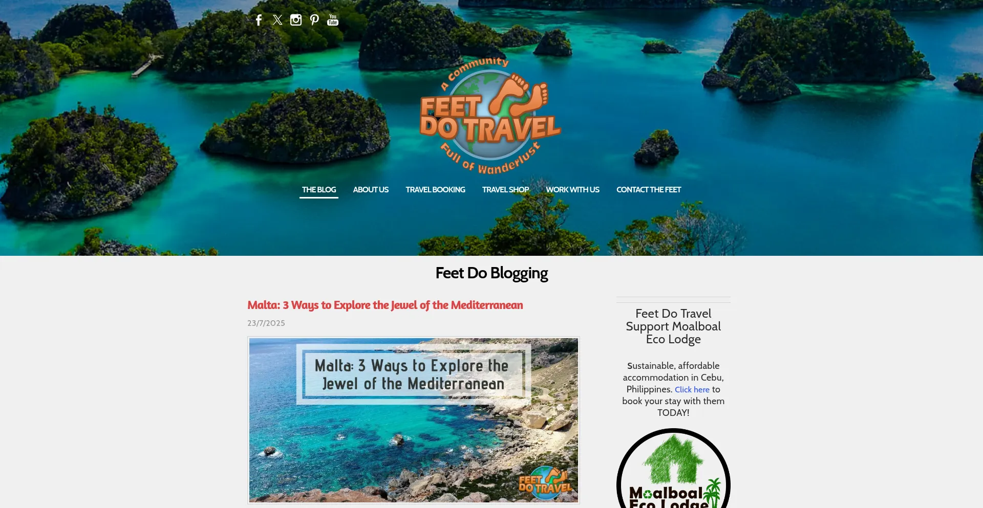 Website screenshot of Feetdotravel.com