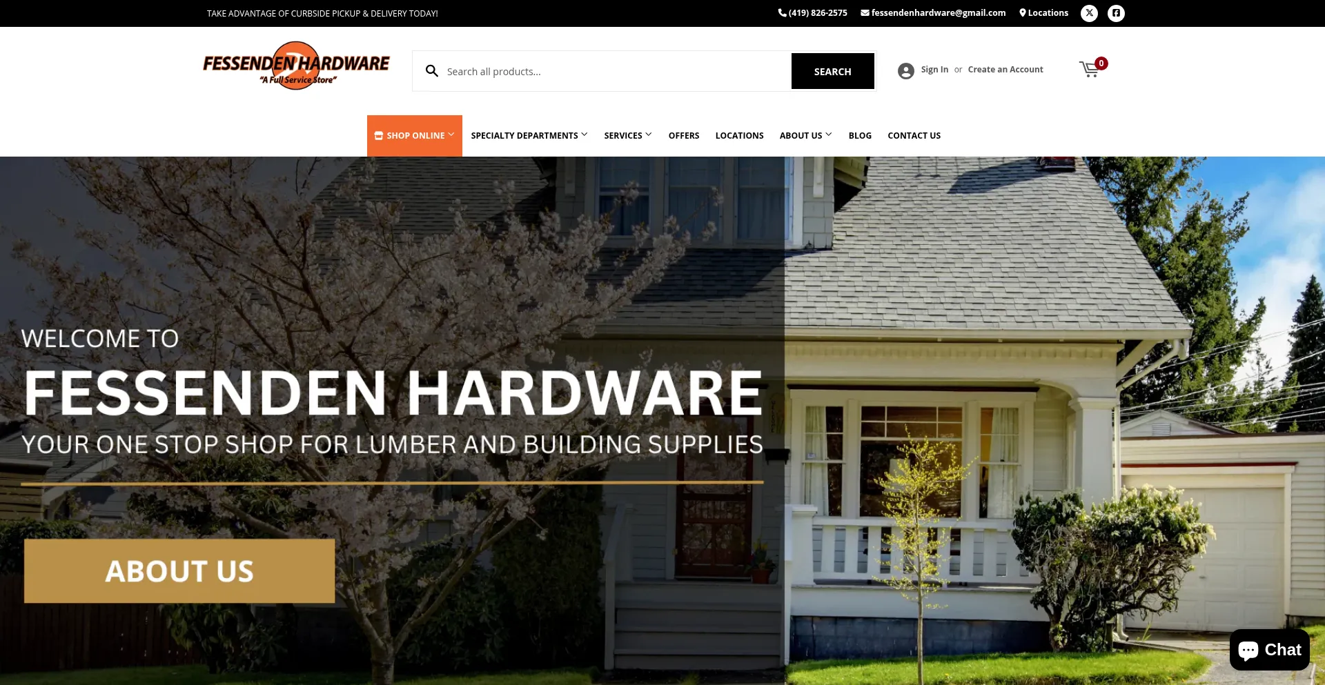 Website screenshot of Fessendenhardware.com