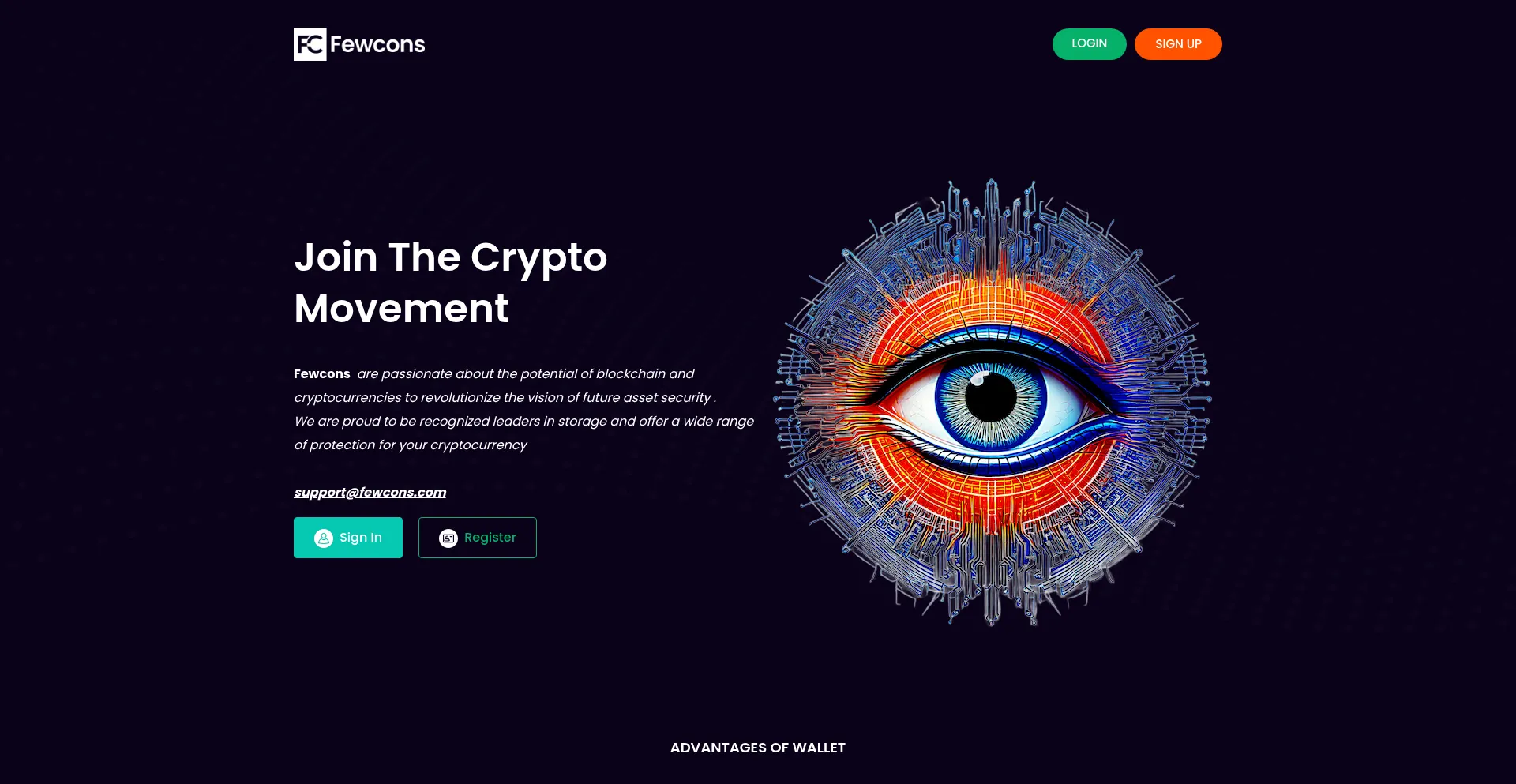 Website screenshot of Fewcons.com