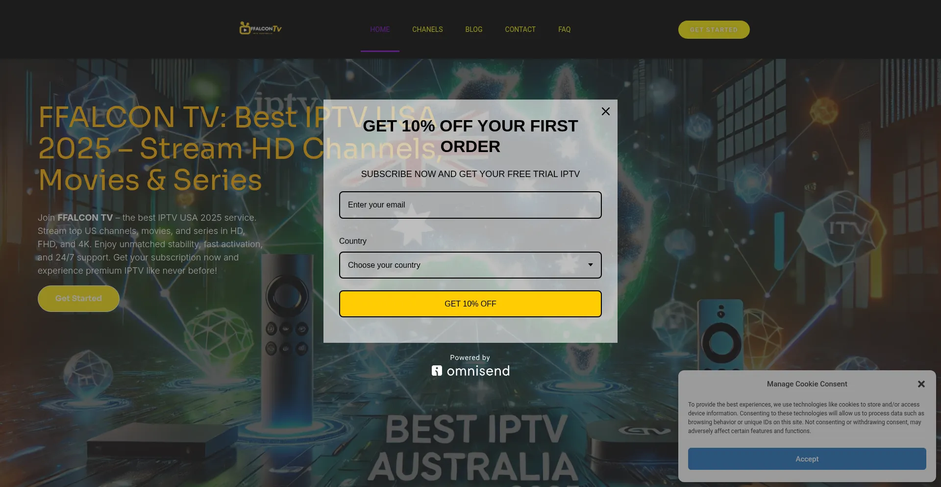 Website screenshot of Ffalcontv.com
