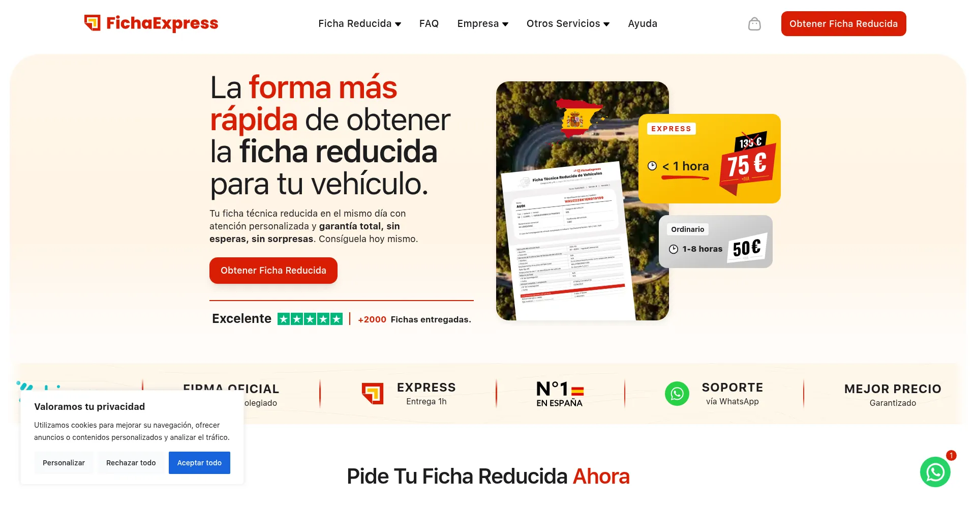 Website screenshot of Fichaexpress.com