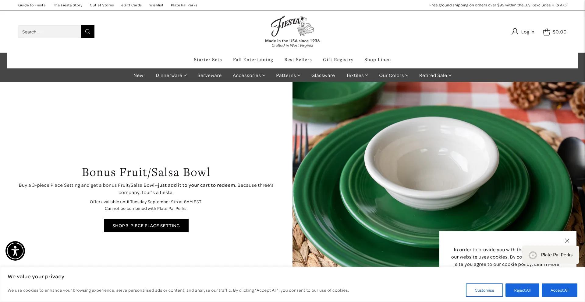 Website screenshot of Fiestafactorydirect.com