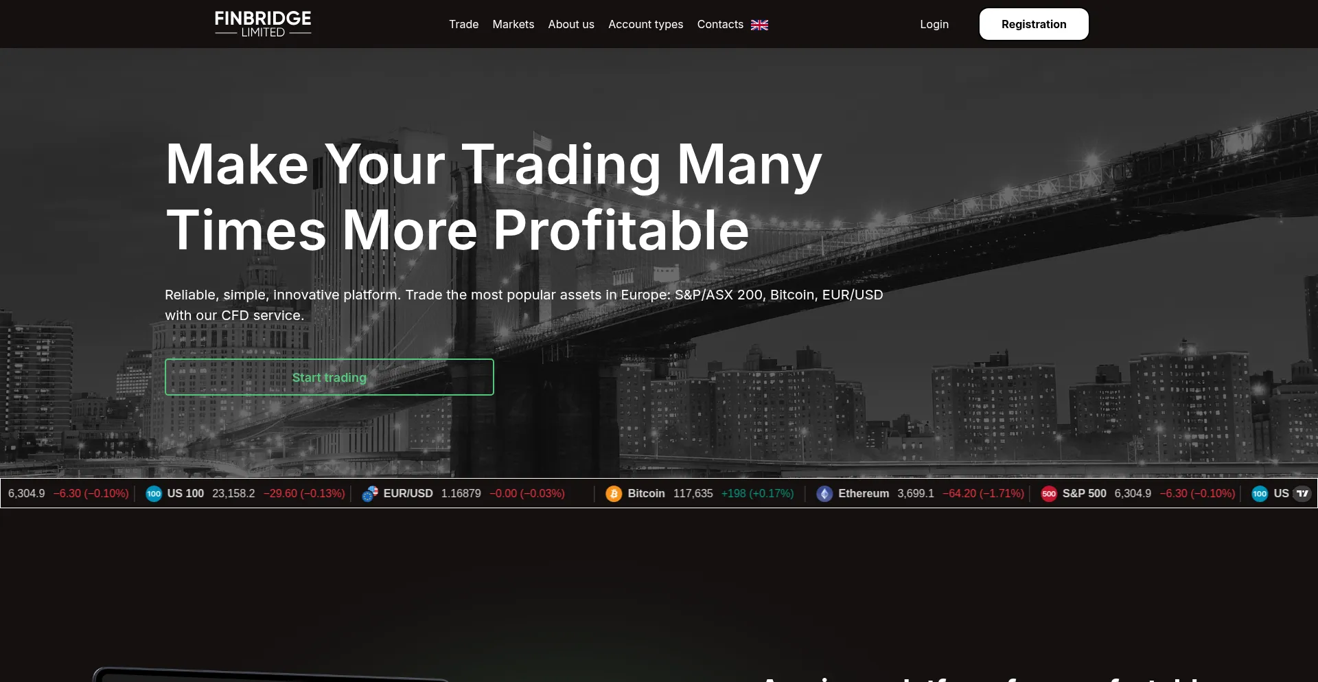 Website screenshot of Finbridgecapitals.com