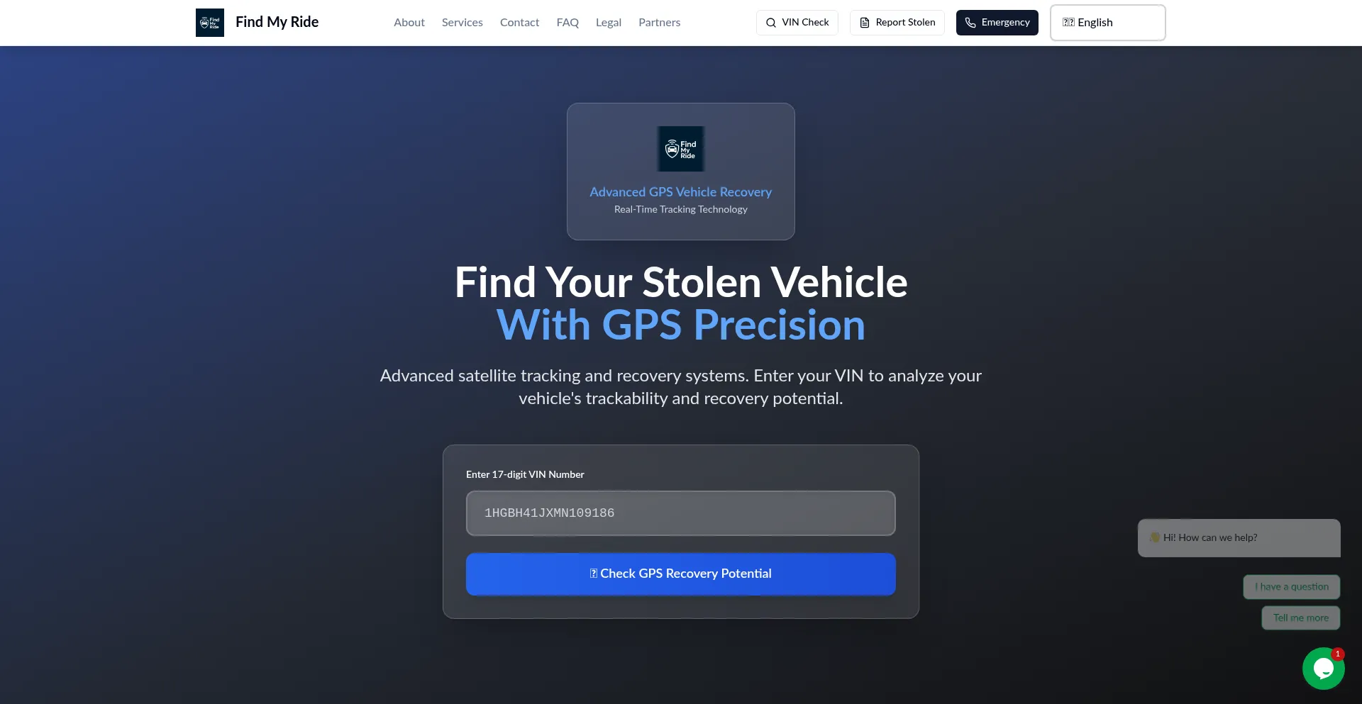 Website screenshot of Findmyride.org
