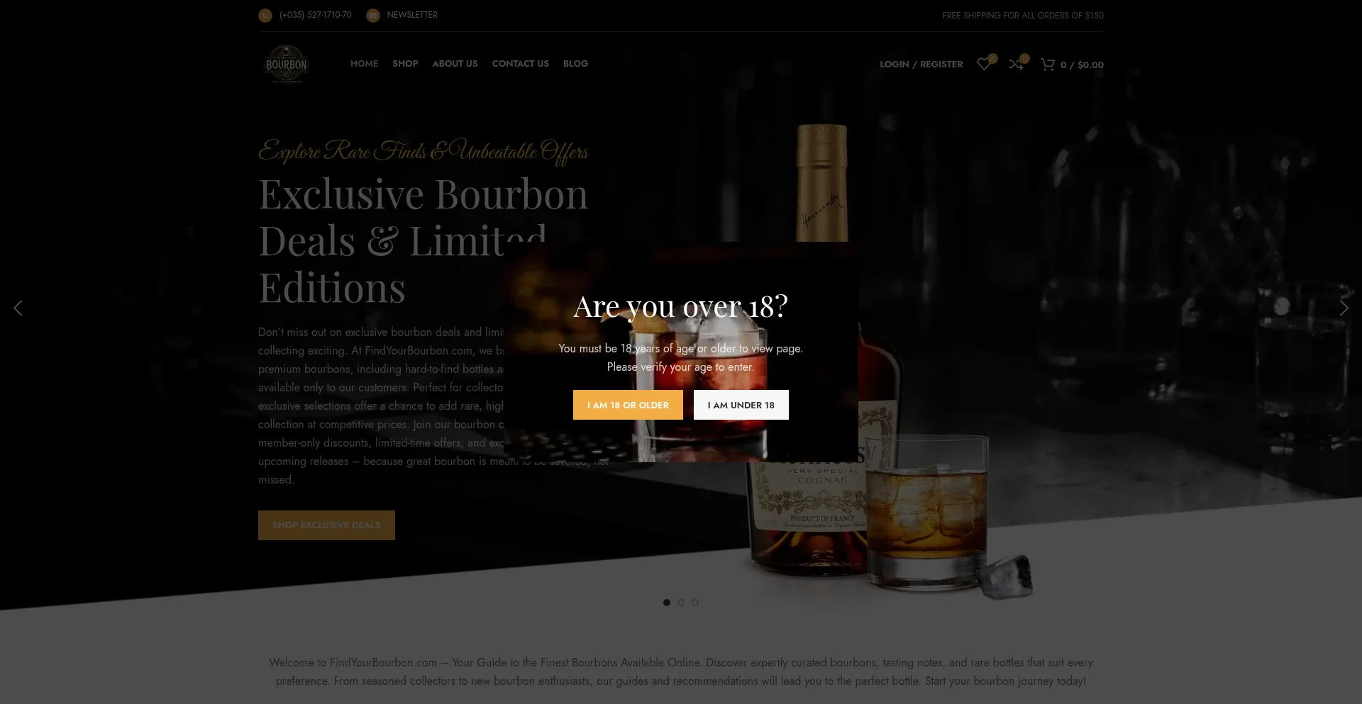 Website screenshot of Findyourbourbon.com