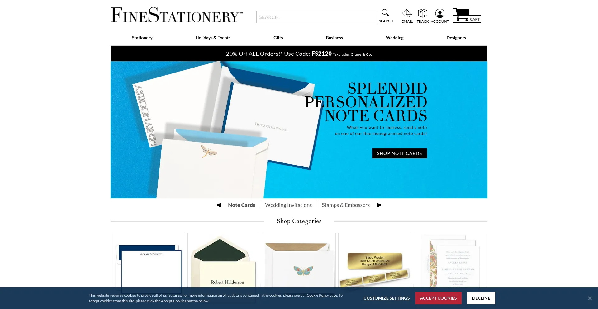 Finestationery.com Screenshot