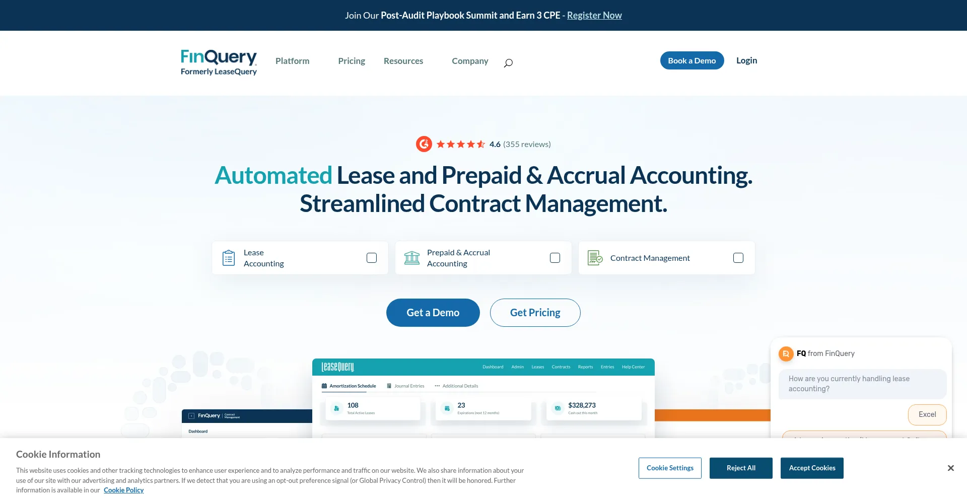 Website screenshot of Finquery.com