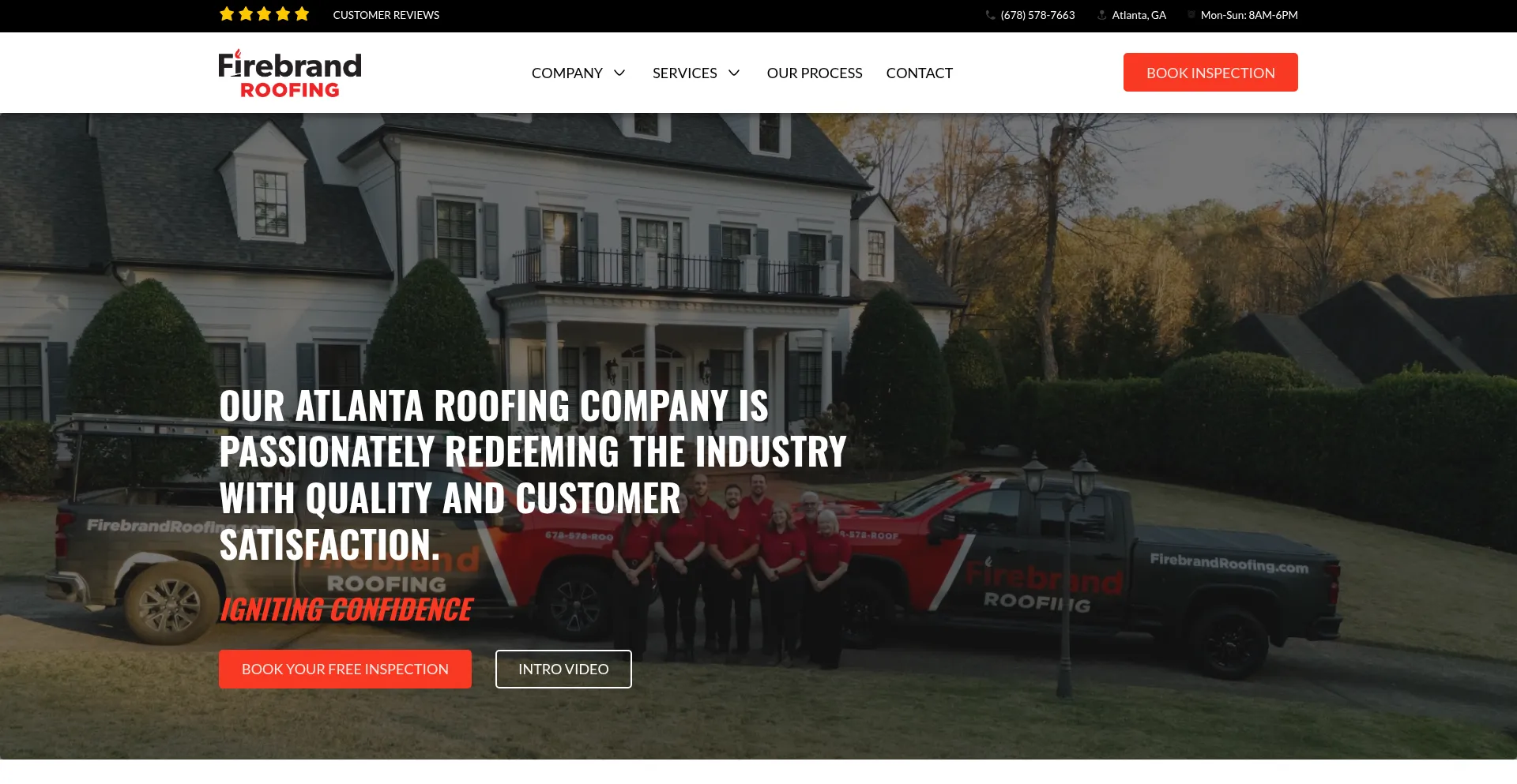 Website screenshot of Firebrandroofing.com