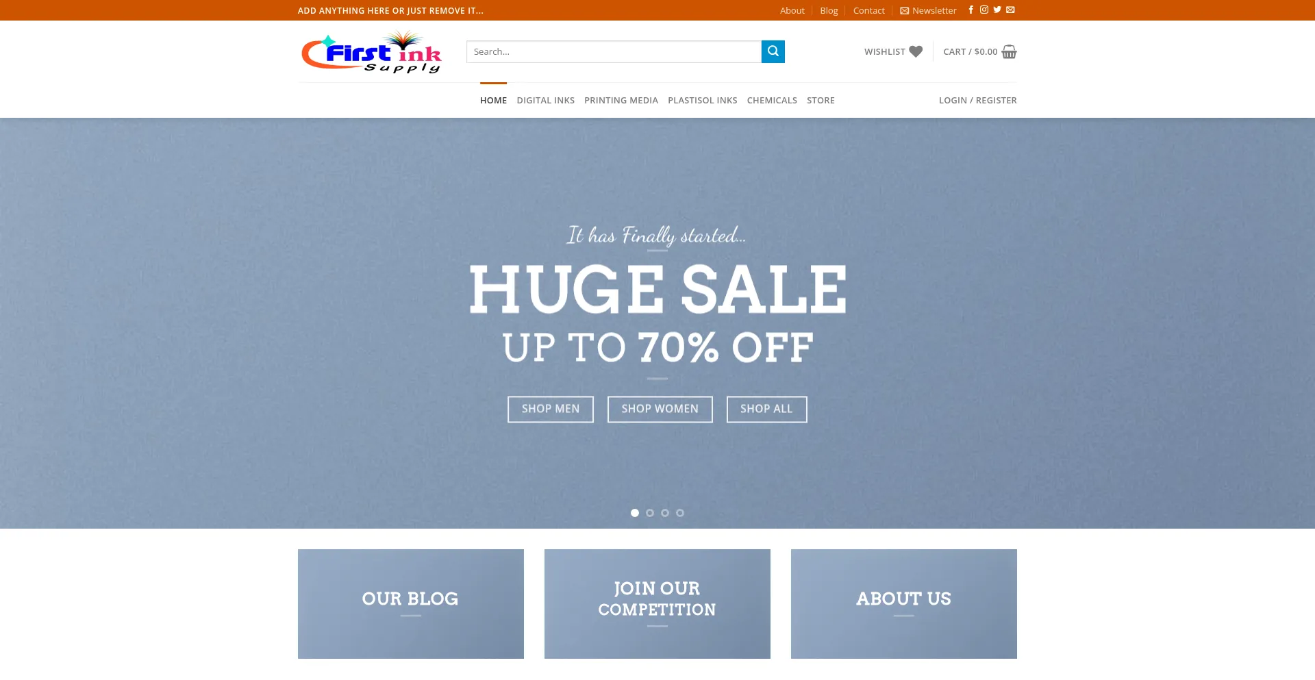 Website screenshot of Firstinksupply.com