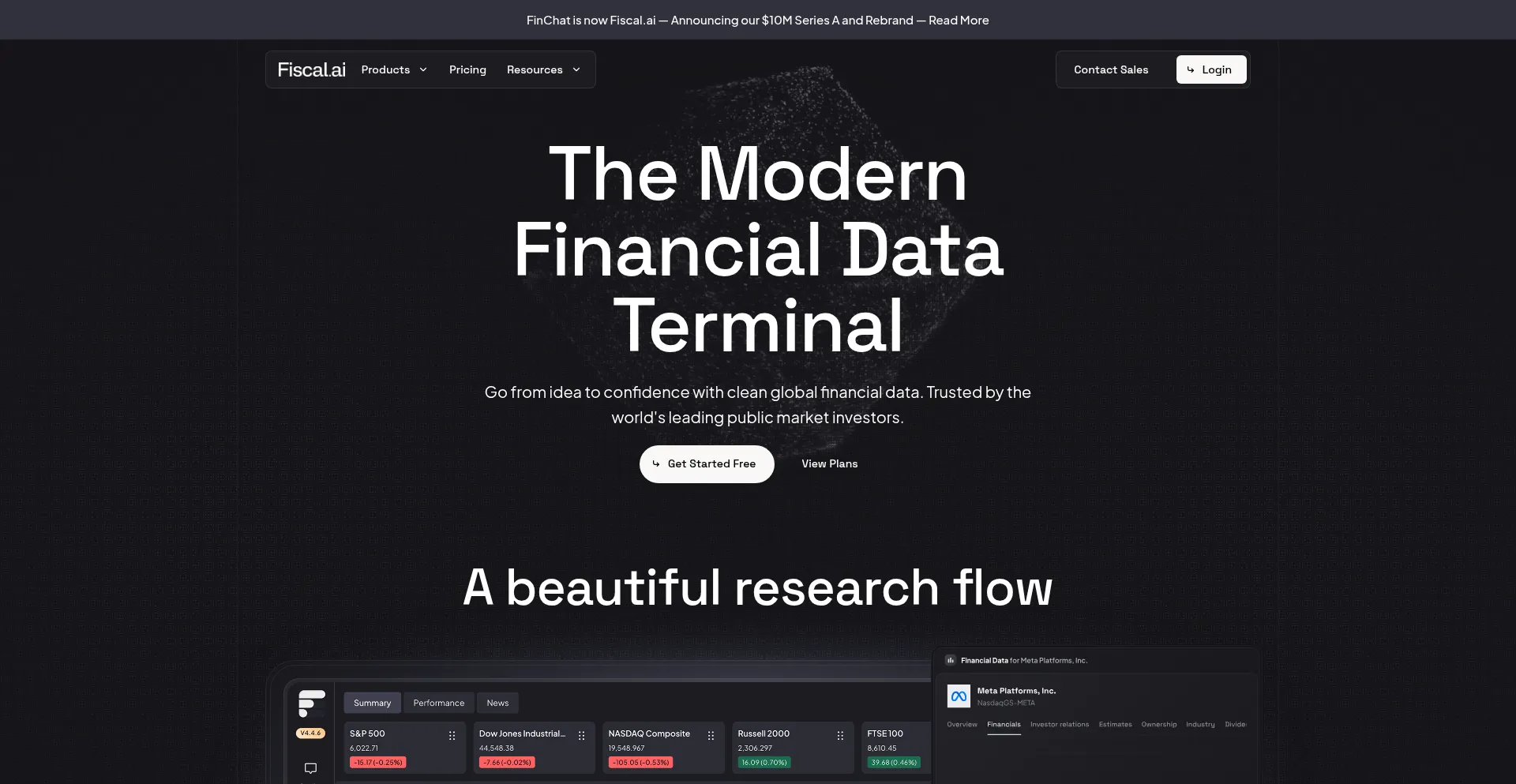 Website screenshot of Fiscal.ai