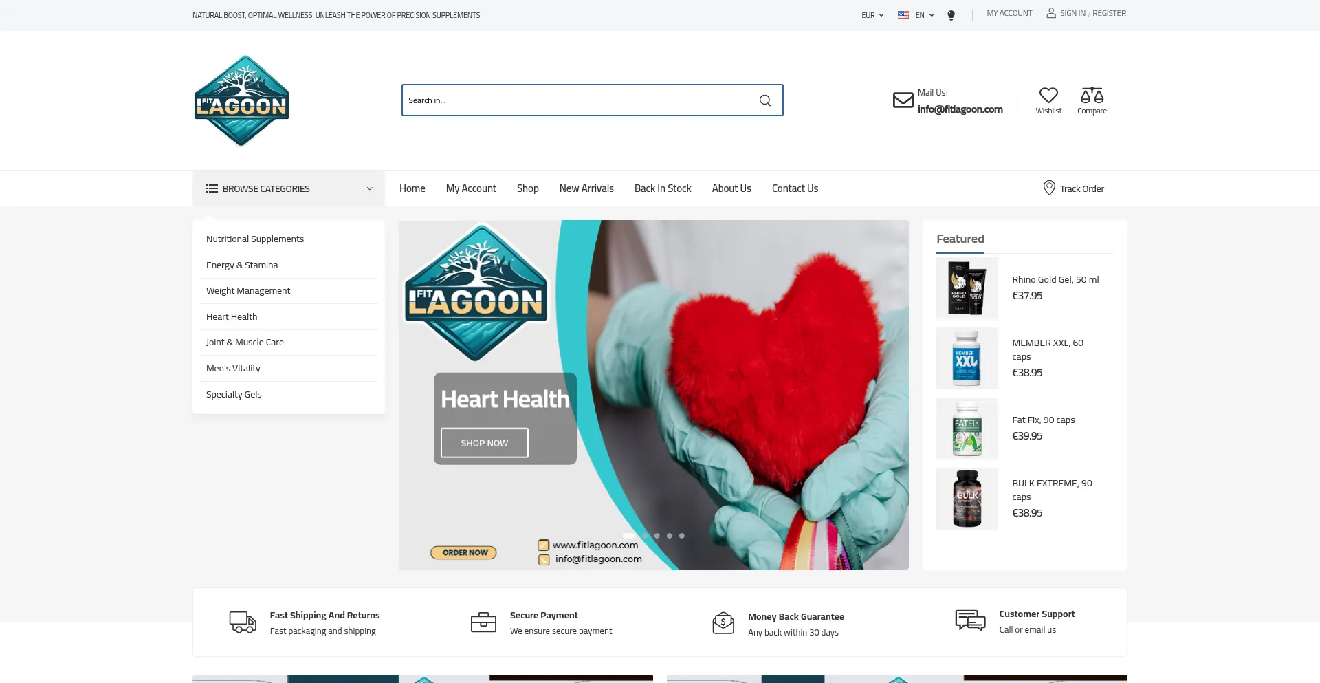 Website screenshot of Fitlagoon.com