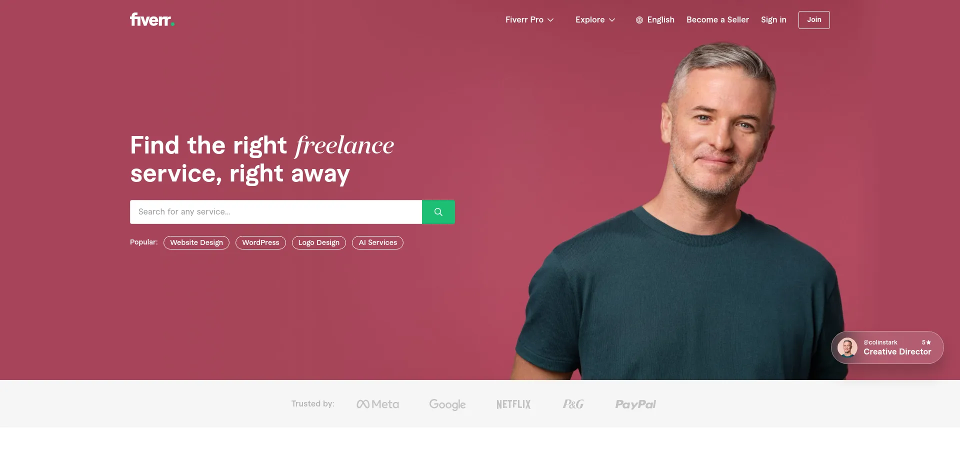 Website screenshot of Fiverr.com