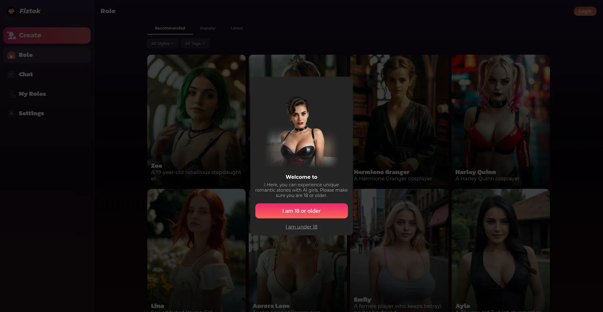 Website screenshot of Fiztok.com
