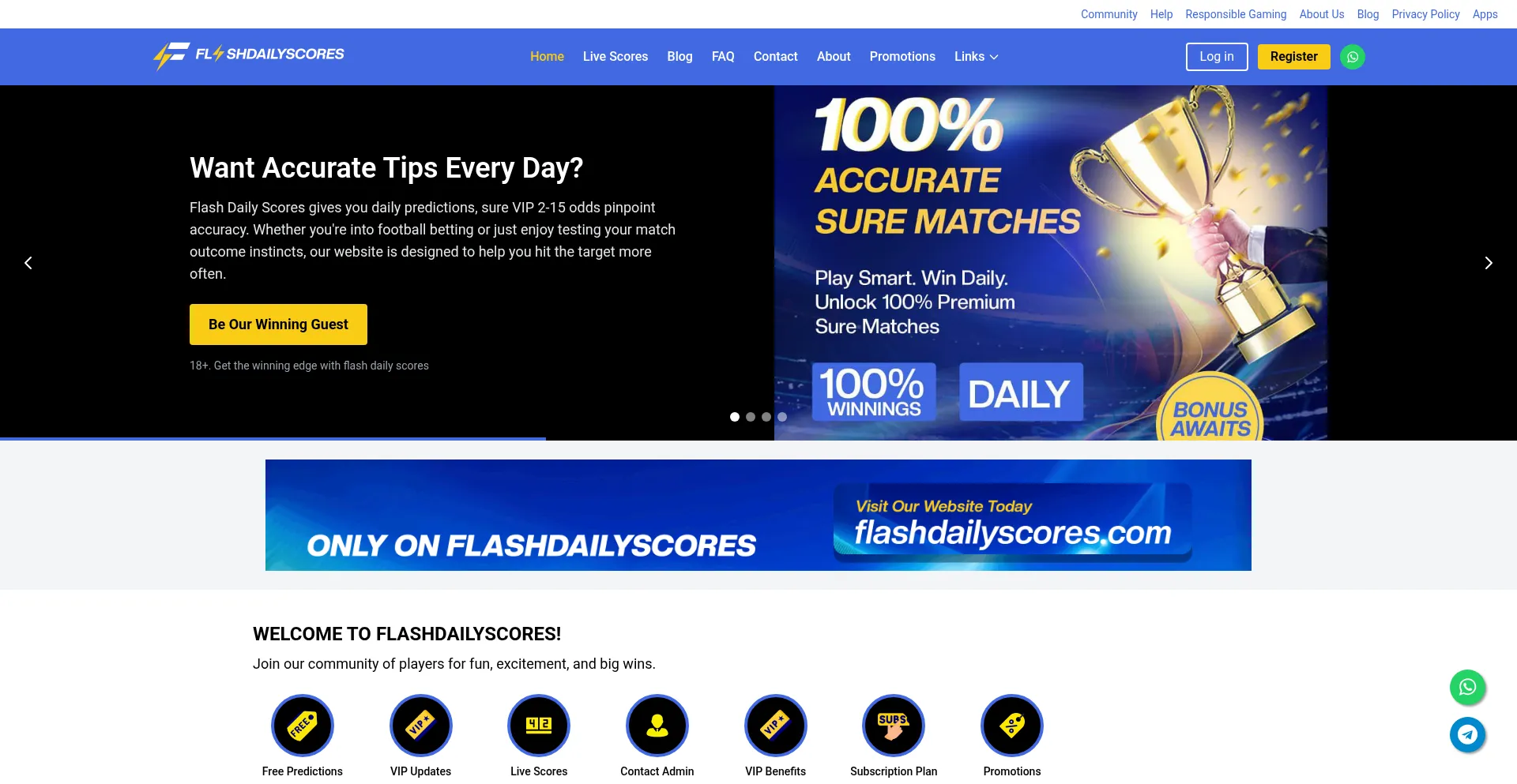 Website screenshot of Flashdailyscores.com