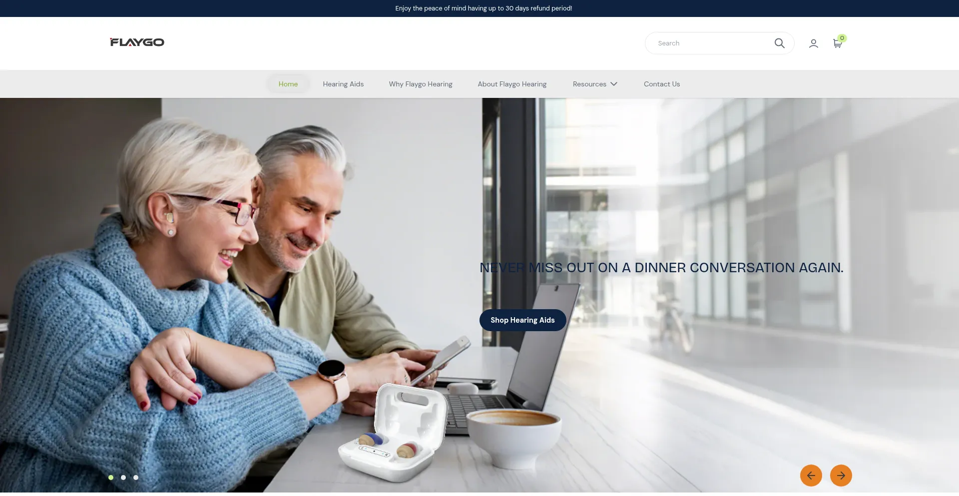 Website screenshot of Flaygohearing.com