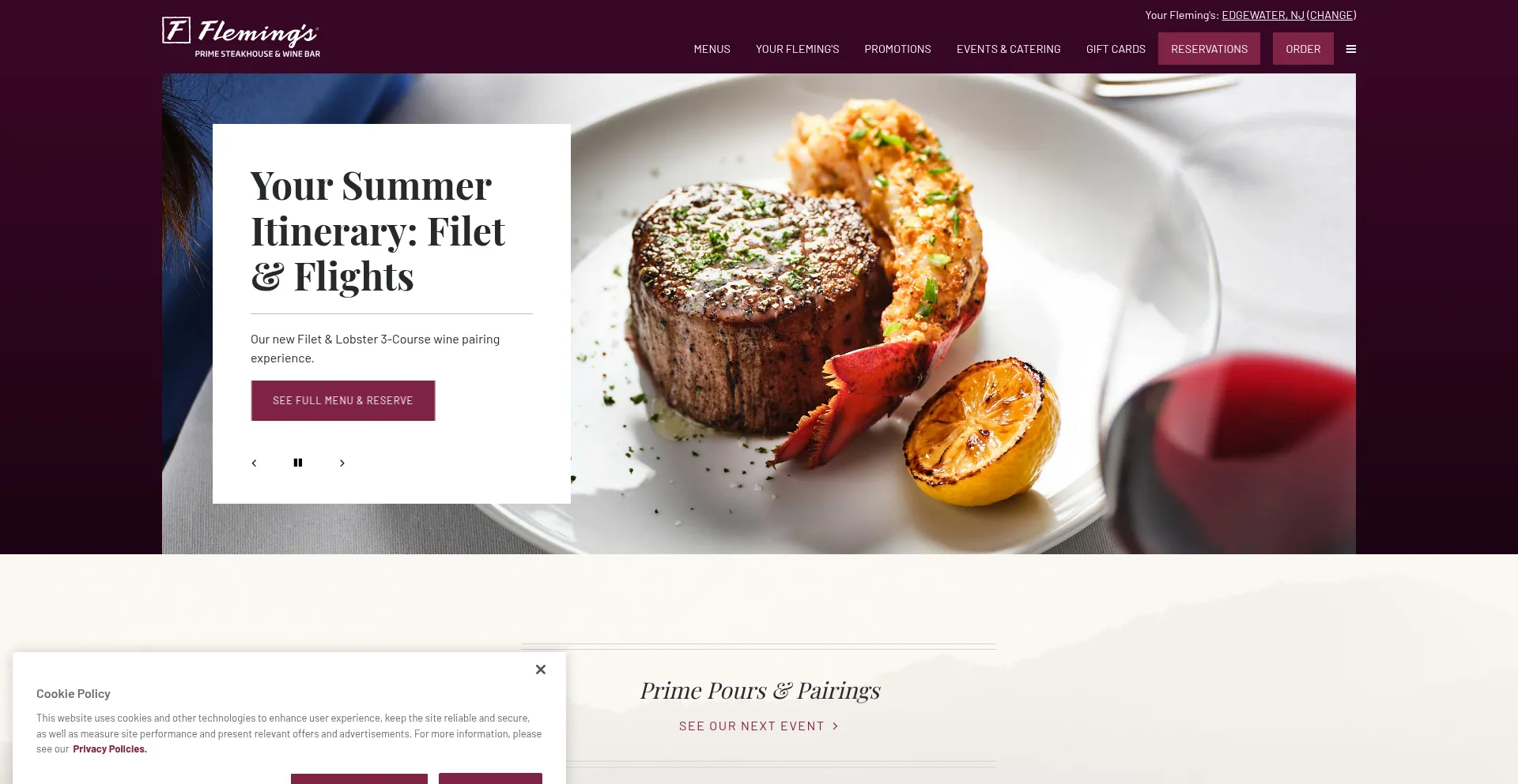 Website screenshot of Flemingssteakhouse.com