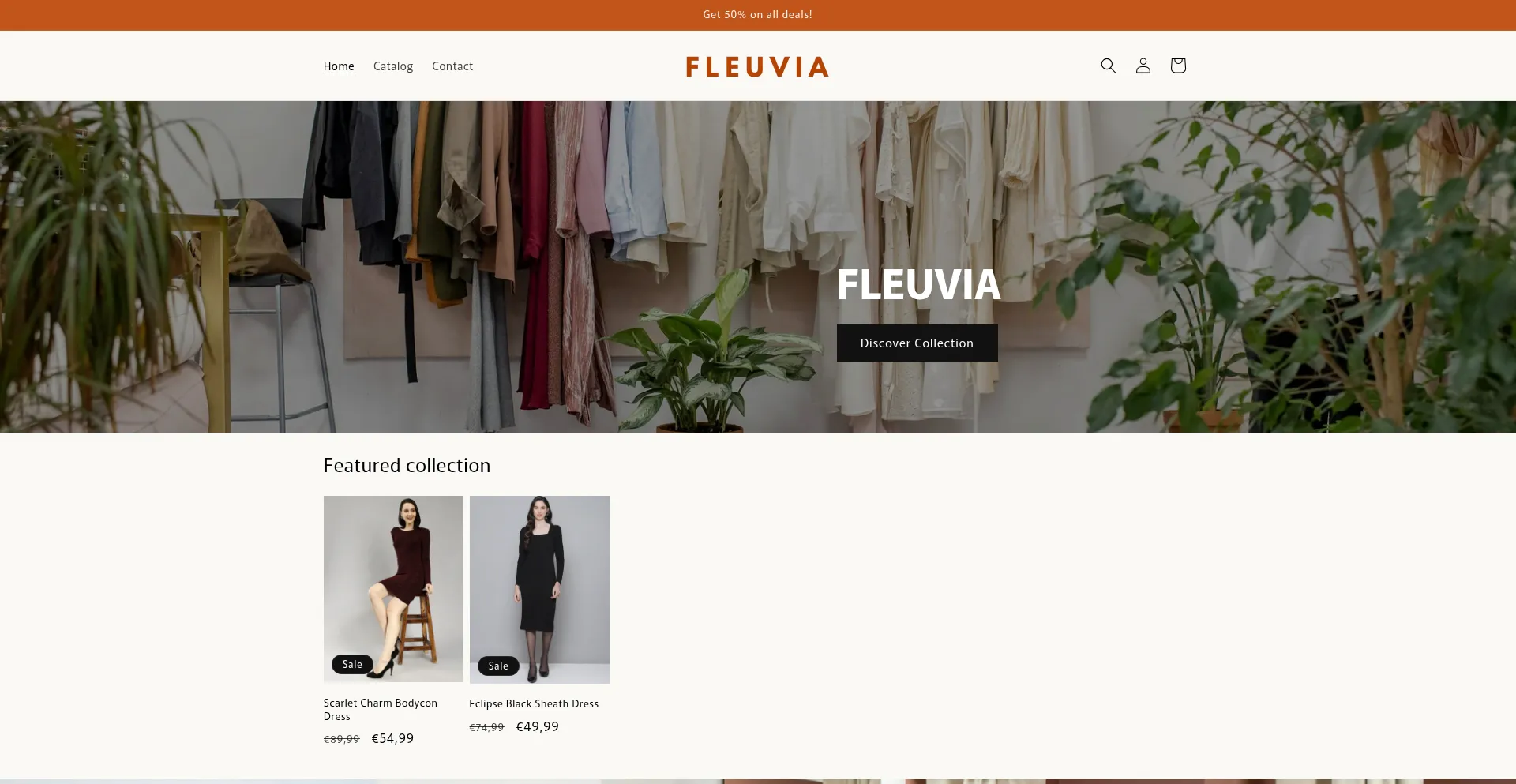 Website screenshot of Fleuvia.com