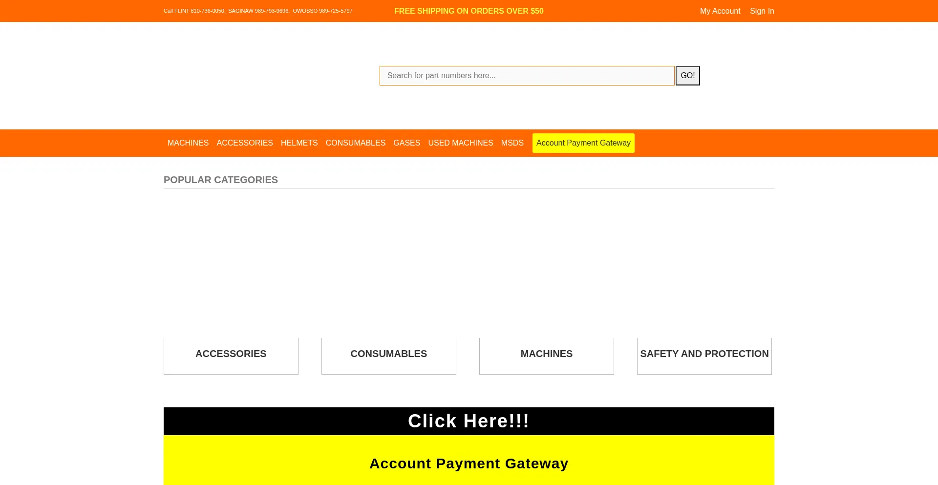 Website screenshot of Flintweldingsupply.com