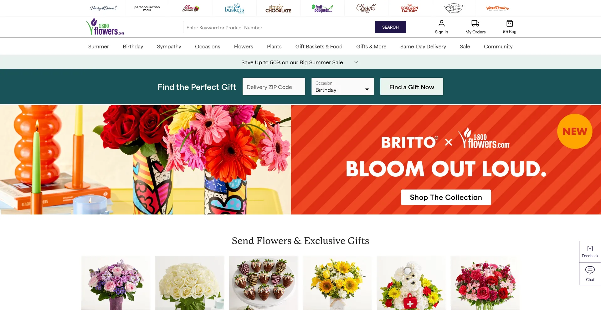 Website screenshot of Flores.com