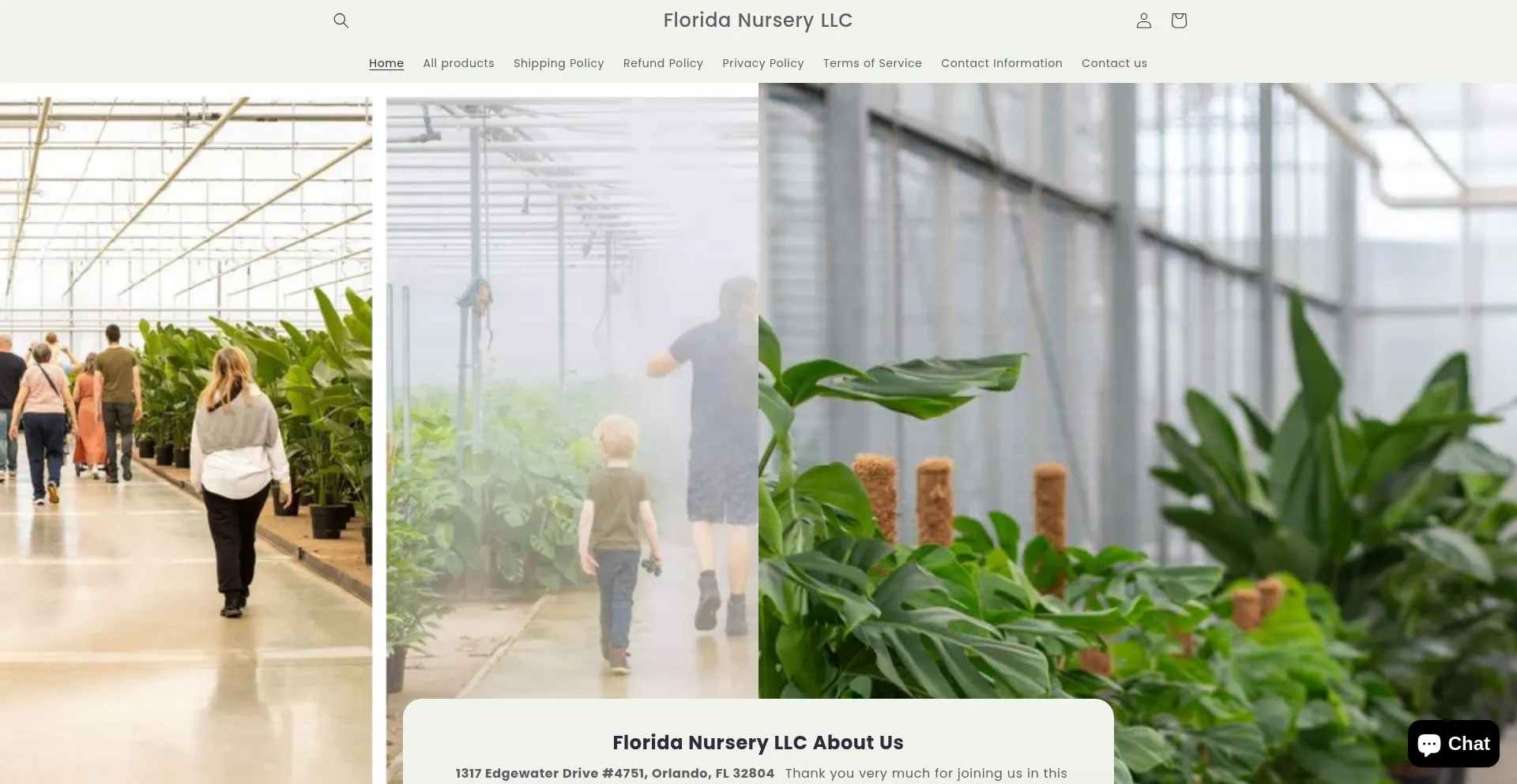 Website screenshot of Floridanursery.store