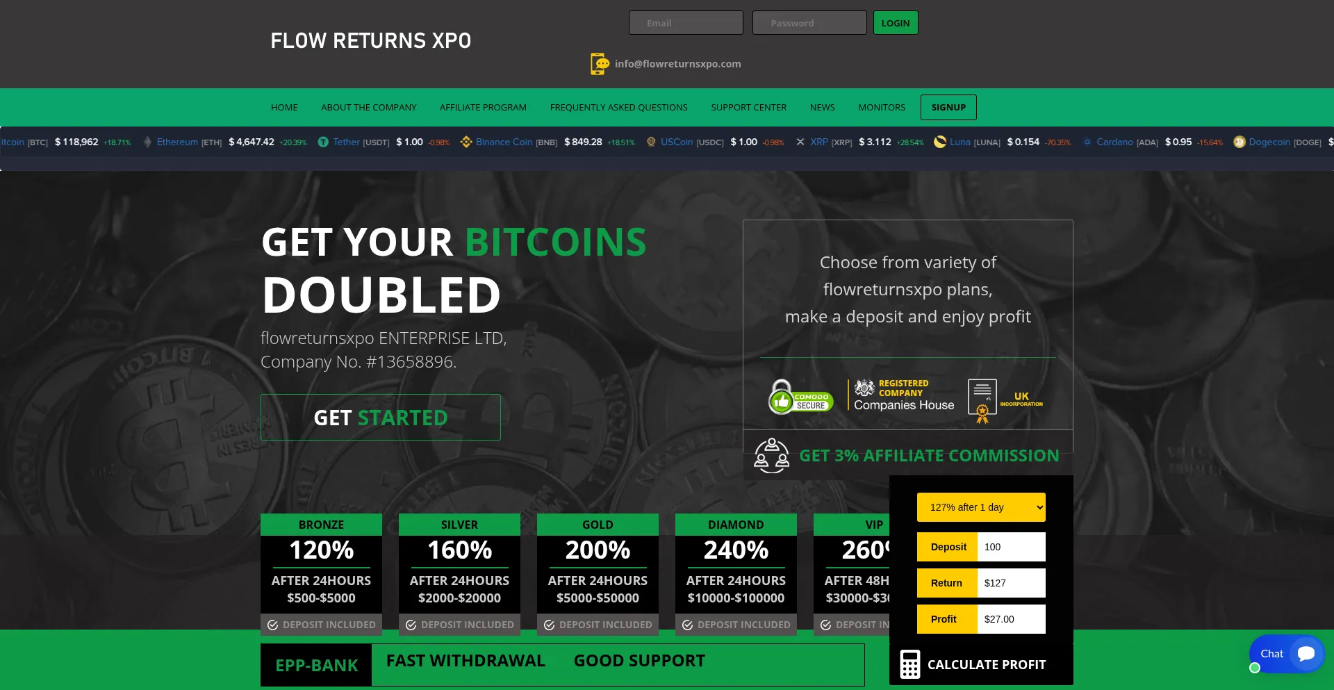 Website screenshot of Flowreturnsxpo.com