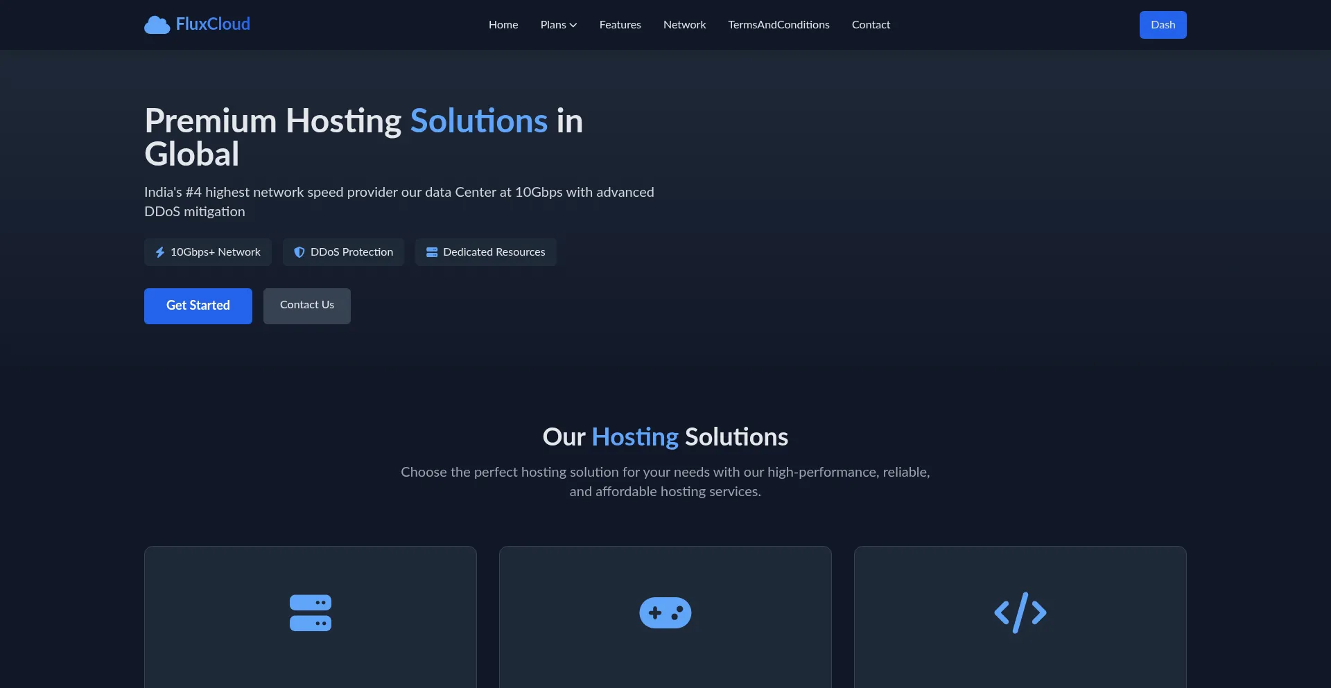Website screenshot of Fluxhosting.cloud