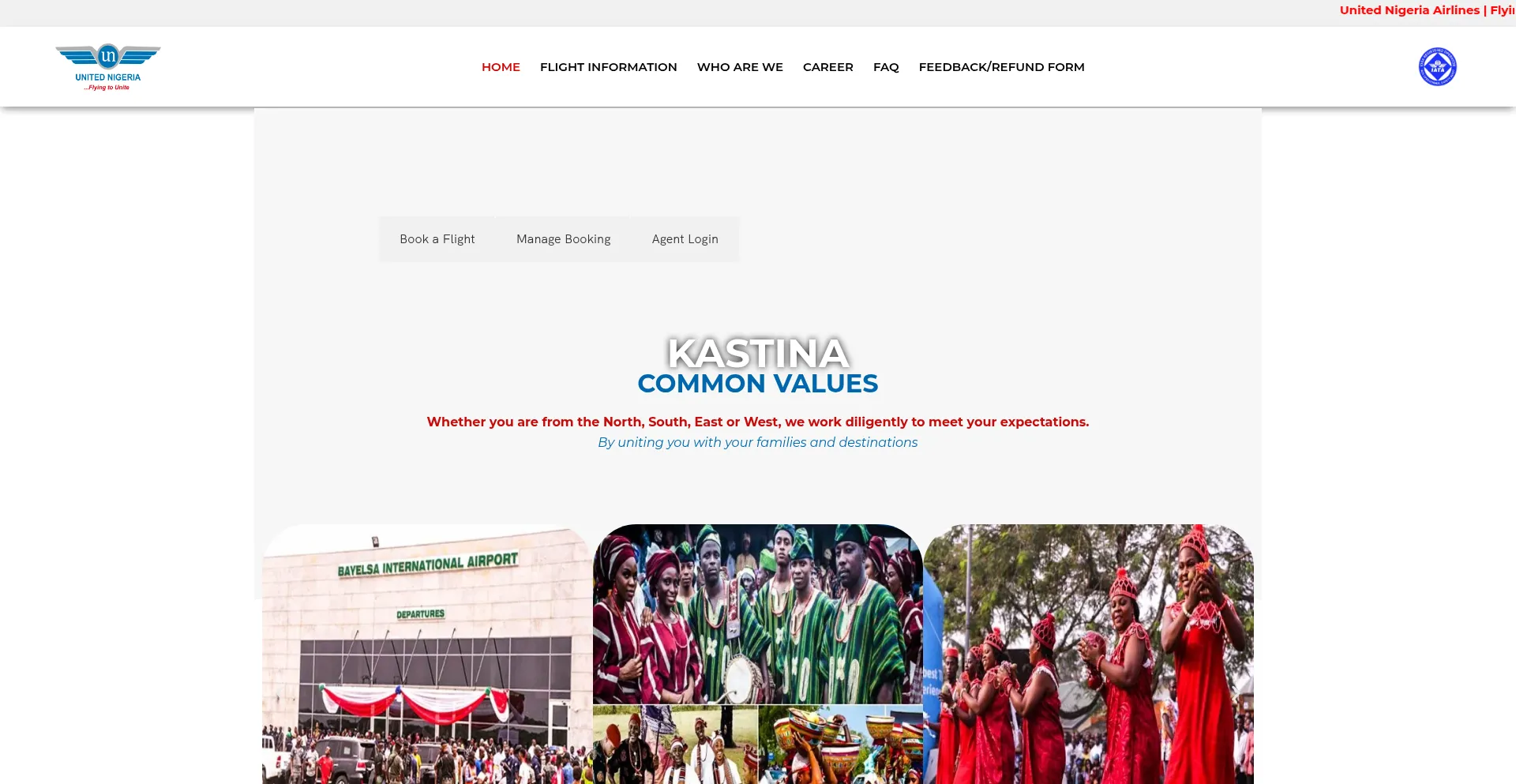 Website screenshot of Flyunitednigeria.com