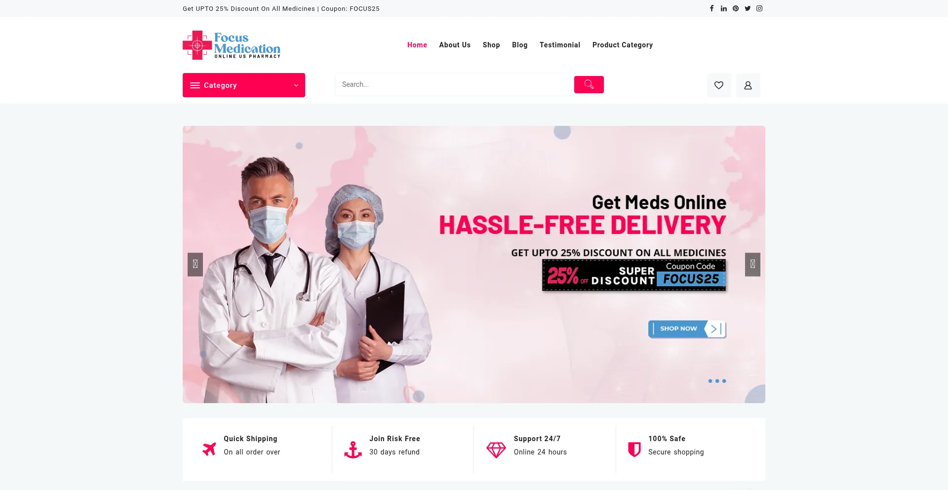 Website screenshot of Focusmedication.com