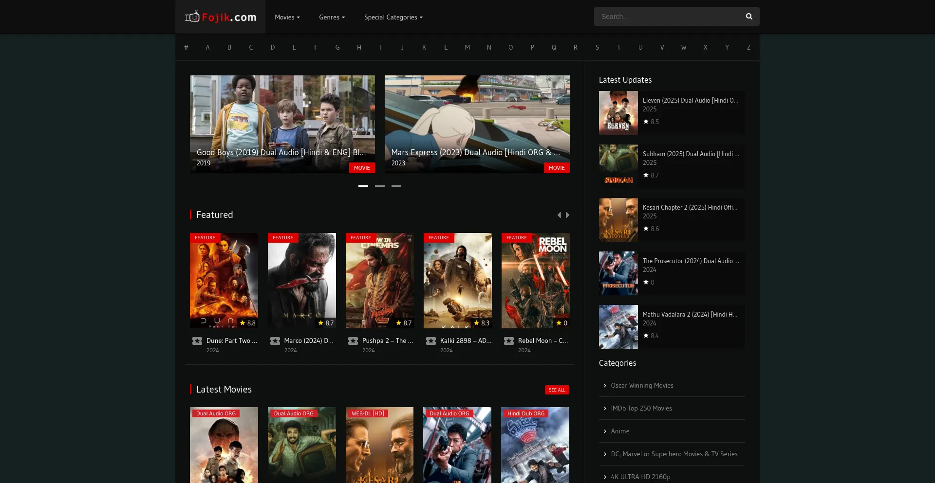 Website screenshot of Fojik.com