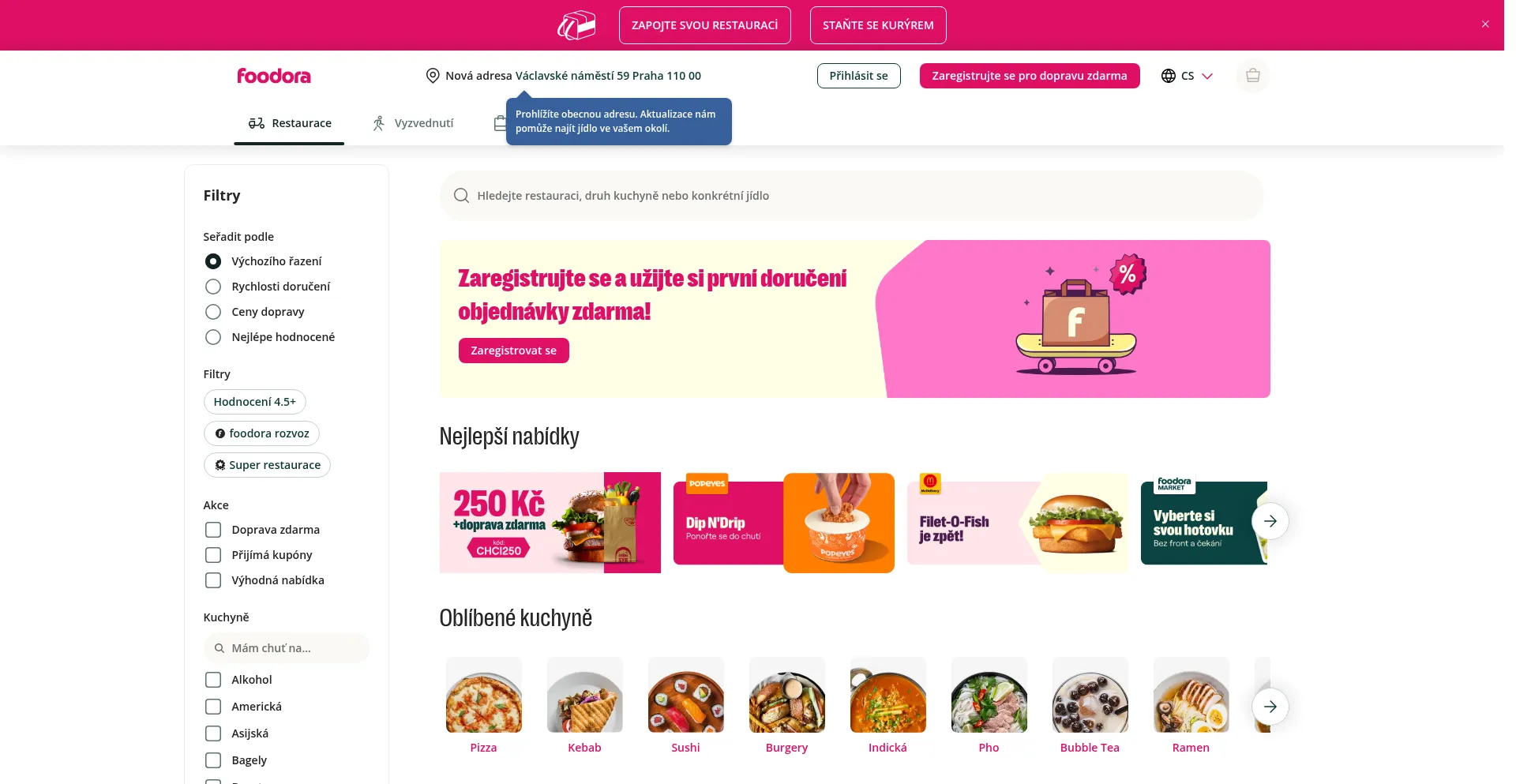 Foodora.cz Screenshot