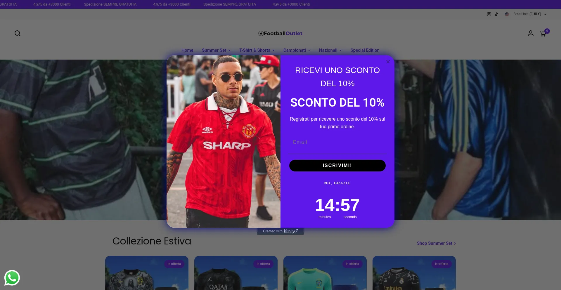 Website screenshot of Footballoutlet.it