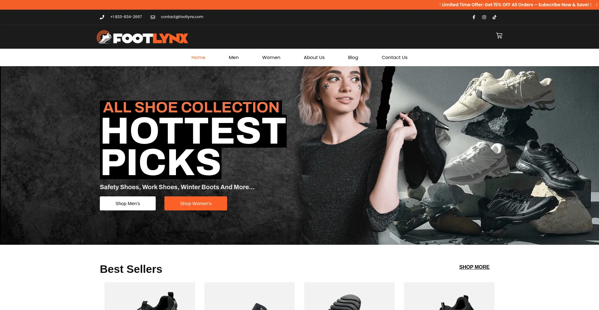 Website screenshot of Footlynx.com
