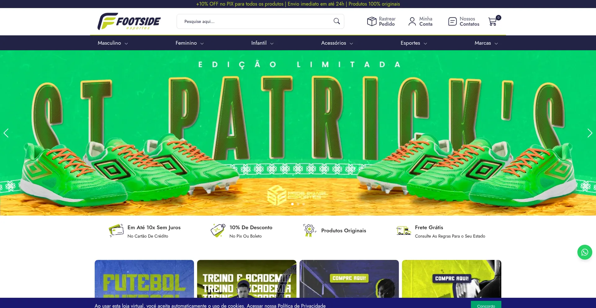 Website screenshot of Footside.com.br