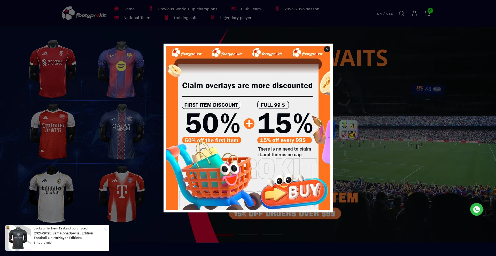 Website screenshot of Footyprokit.com