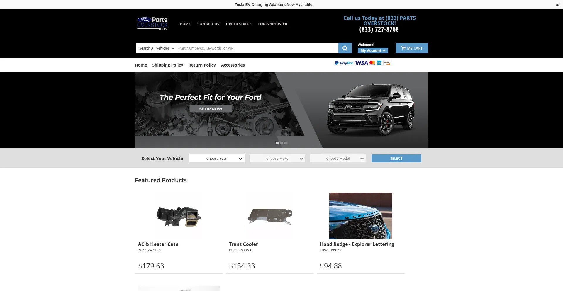 Website screenshot of Fordpartsoverstock.com