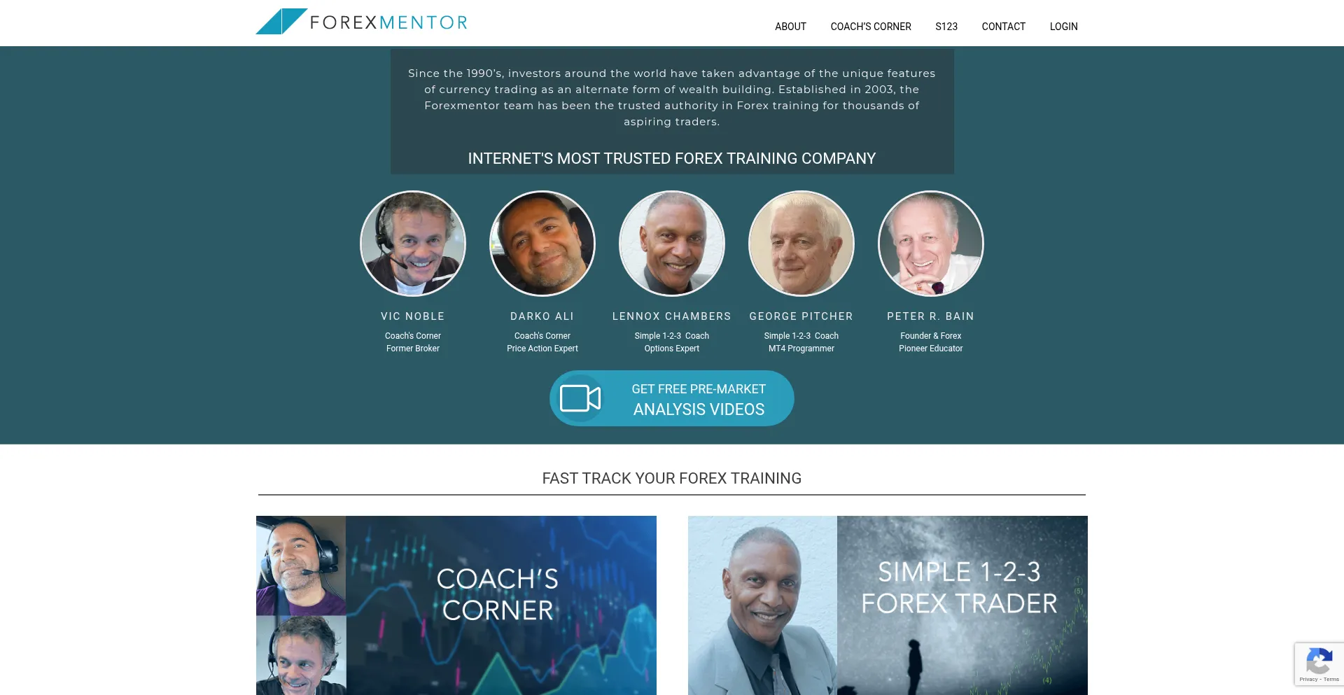 Website screenshot of Forexmentor.com
