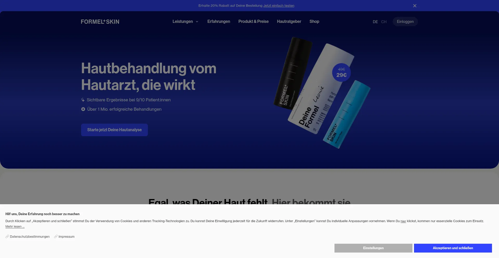 Website screenshot of Formelskin.de