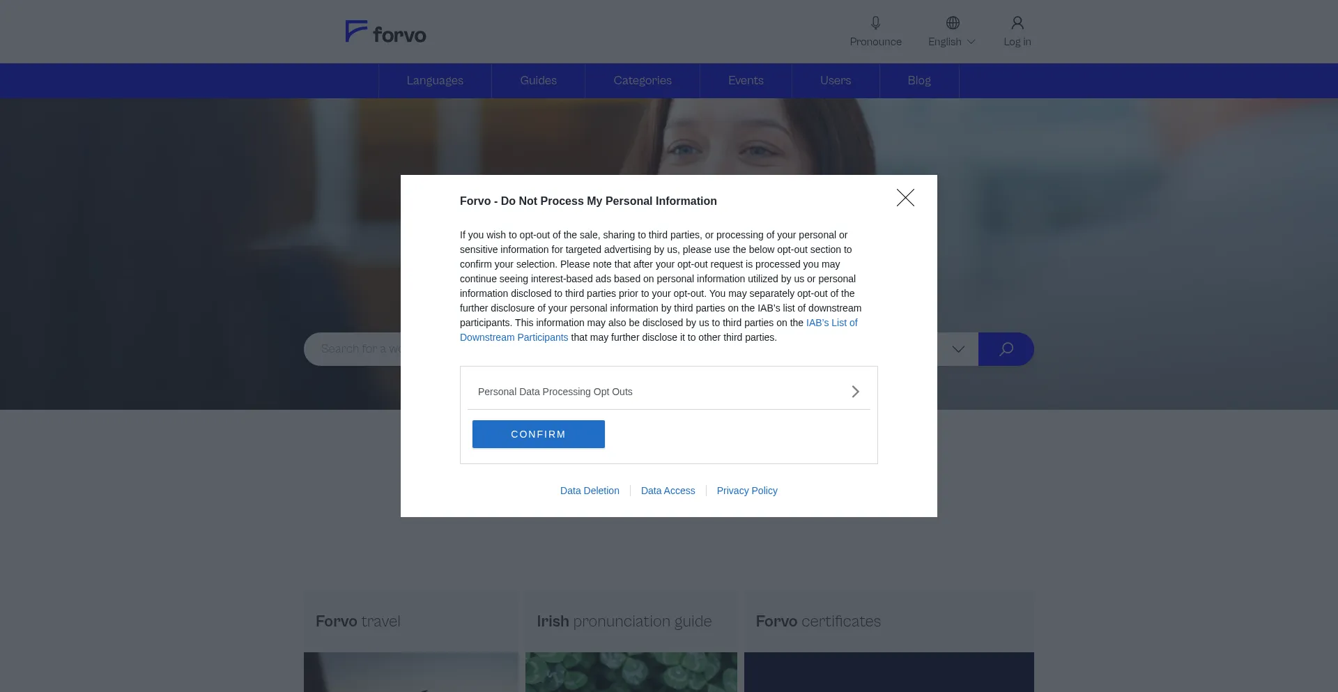 Website screenshot of Forvo.com