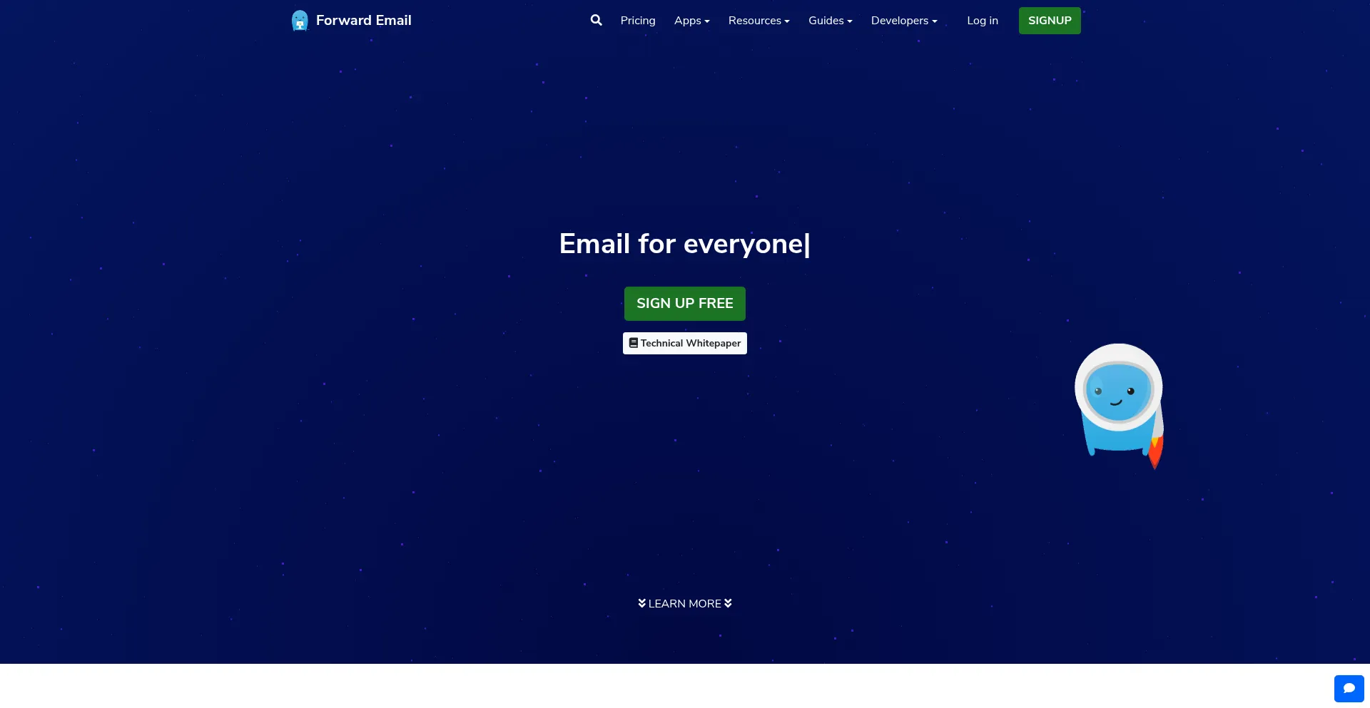 Website screenshot of Forwardemail.net