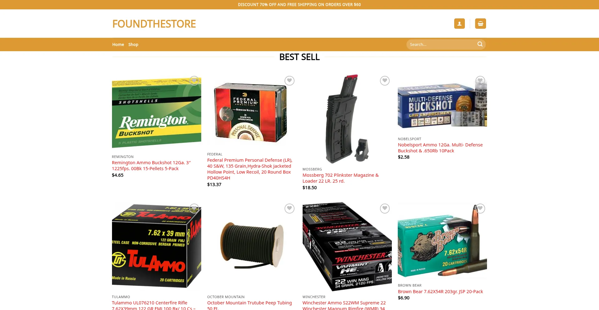 Website screenshot of Foundthestore.com