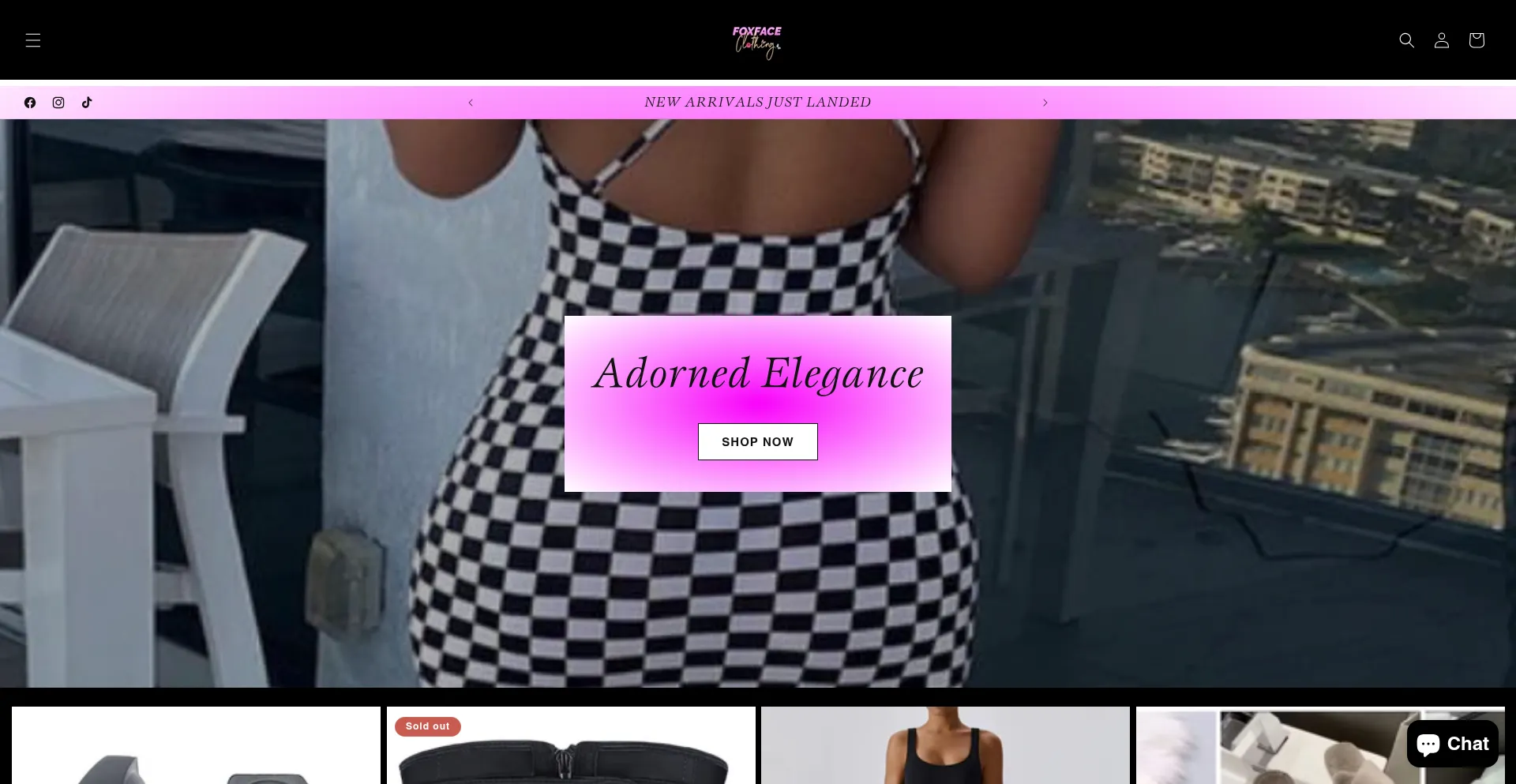 Website screenshot of Foxfaceclothing.com