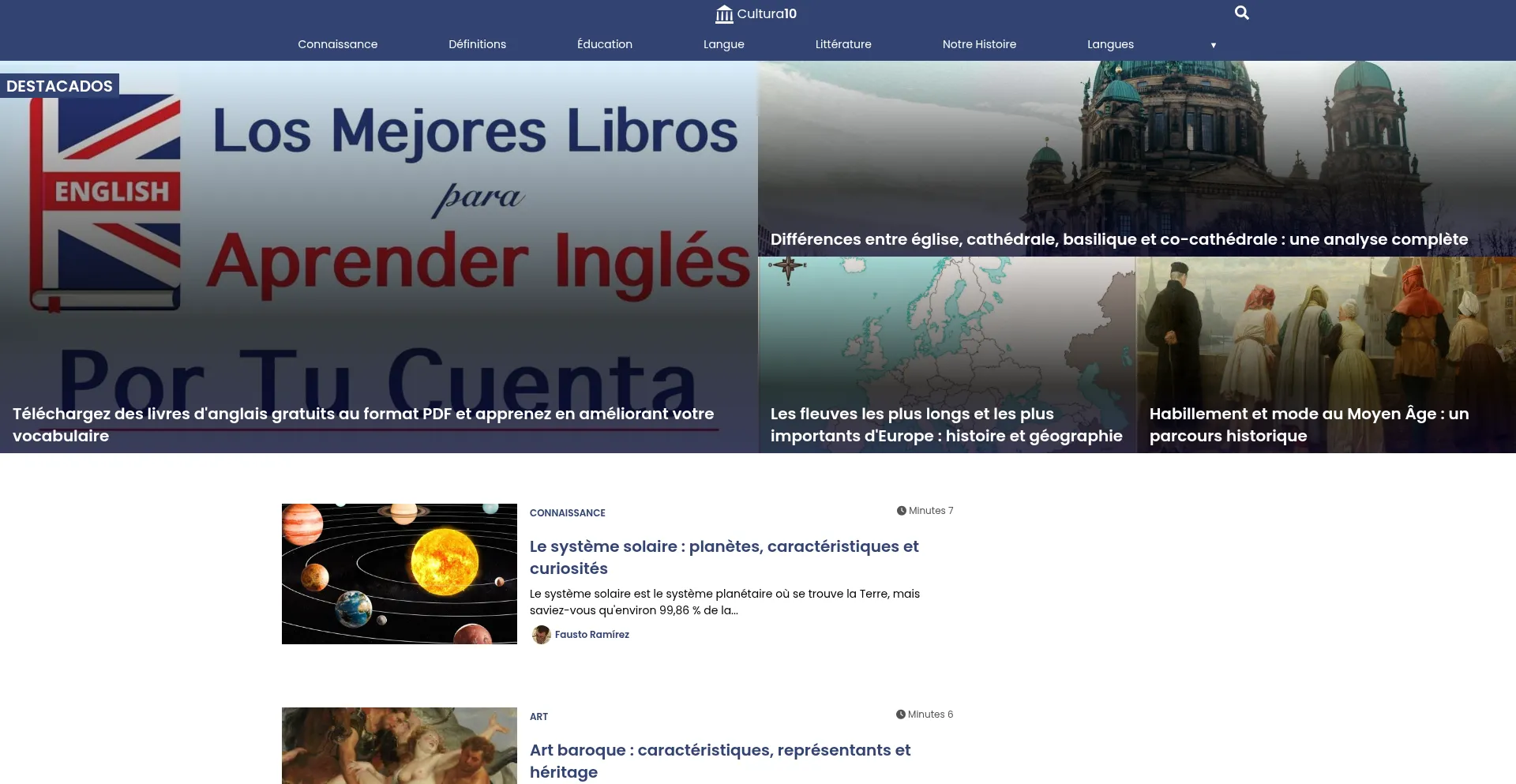 Website screenshot of Fr.cultura10.com
