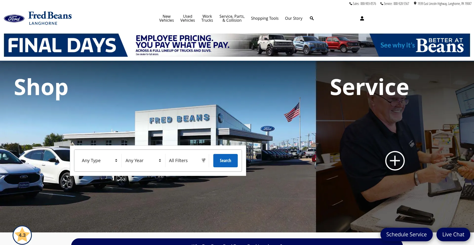 Website screenshot of Fredbeansfordlanghorne.com
