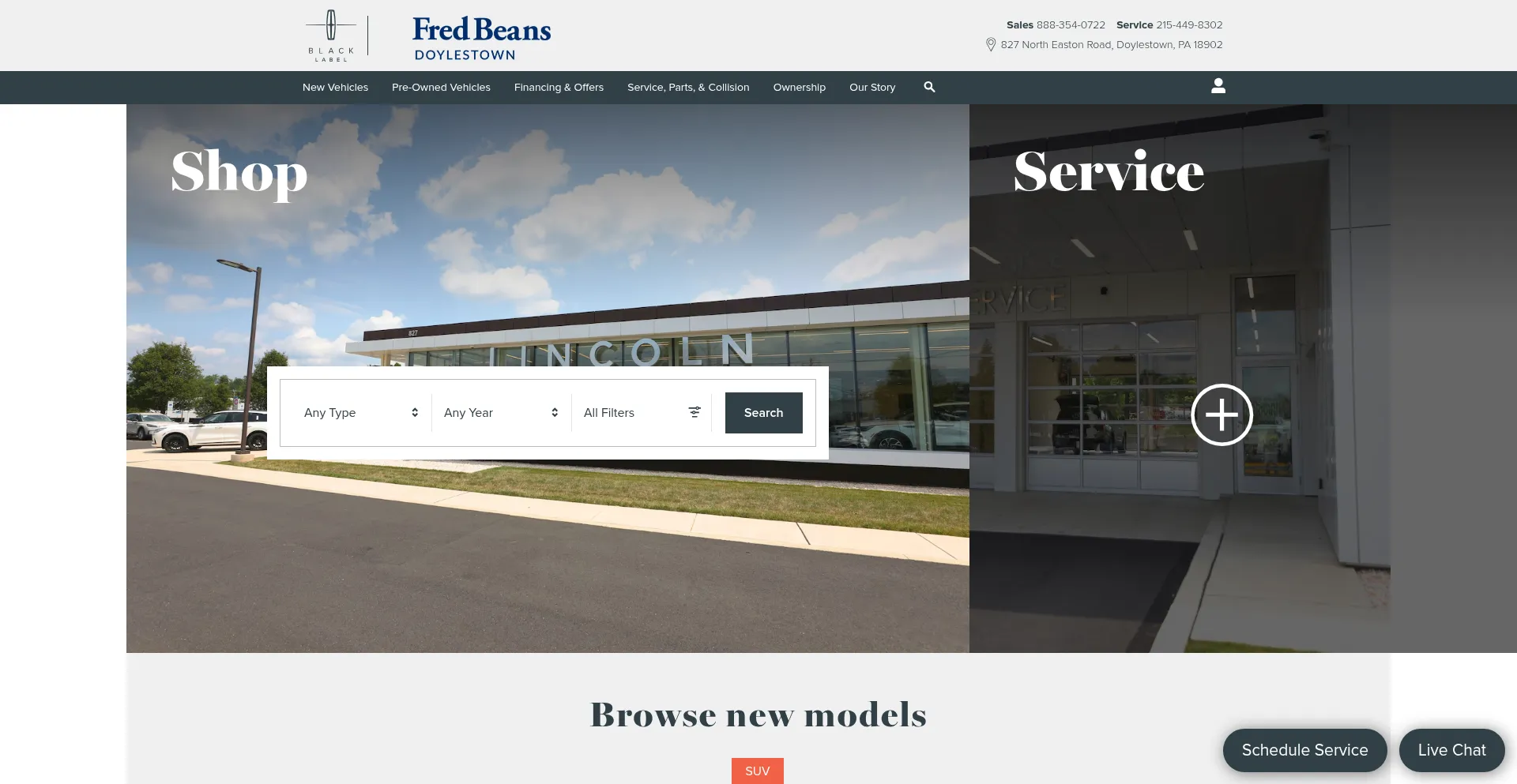 Website screenshot of Fredbeanslincoln.com